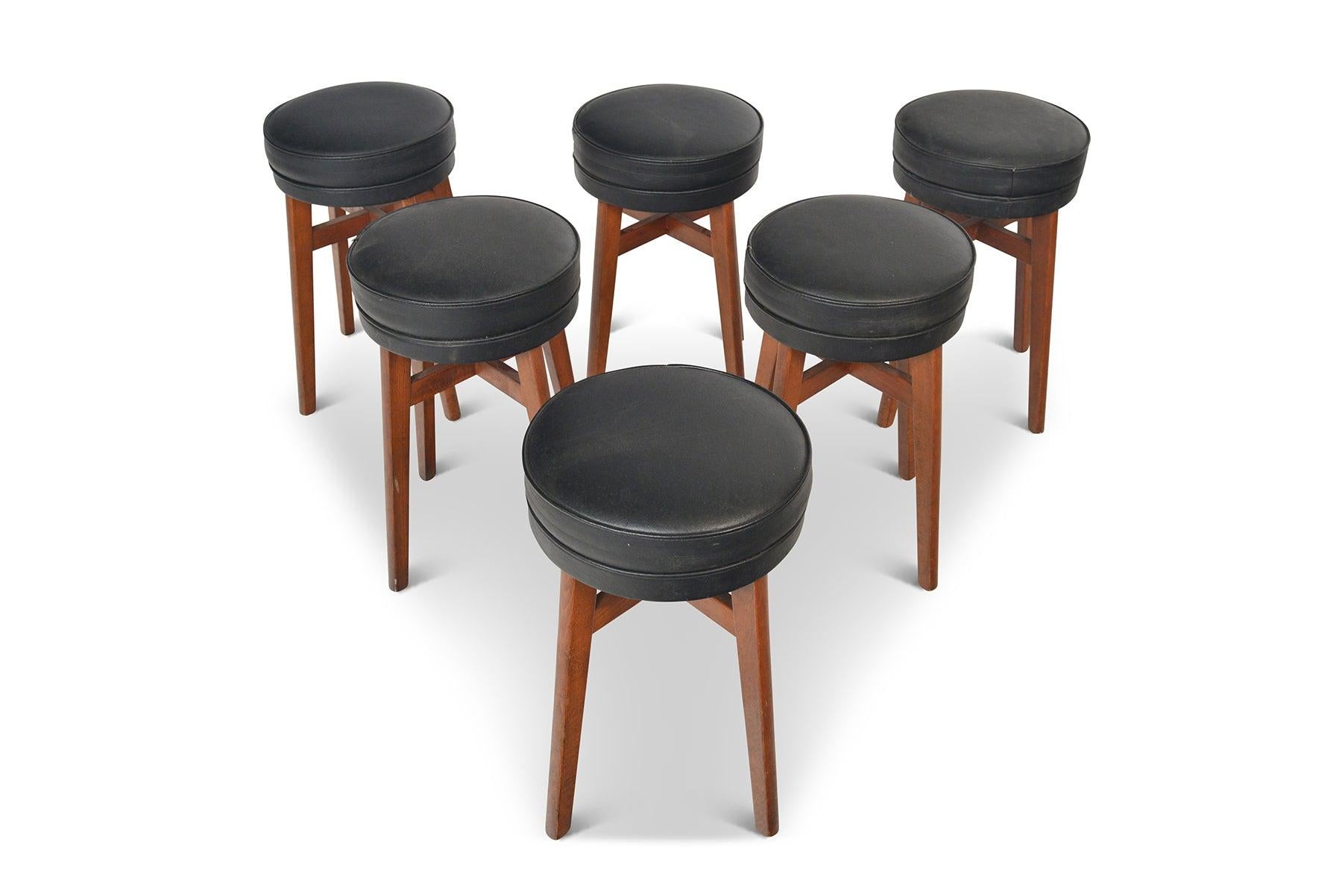 Other Set of Six English Modern Dining Stools in Teak For Sale