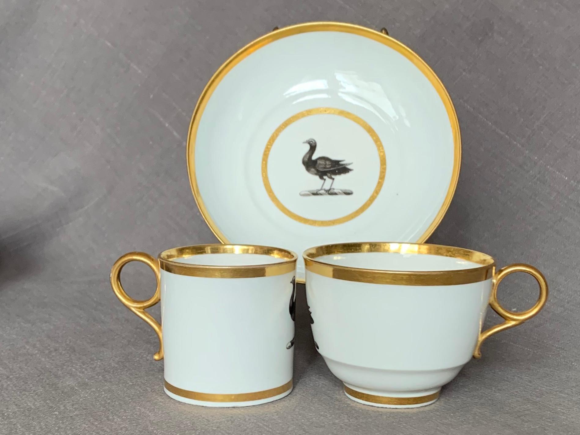 18th Century Set of Six Porcelain Bird Teacup Trios For Sale