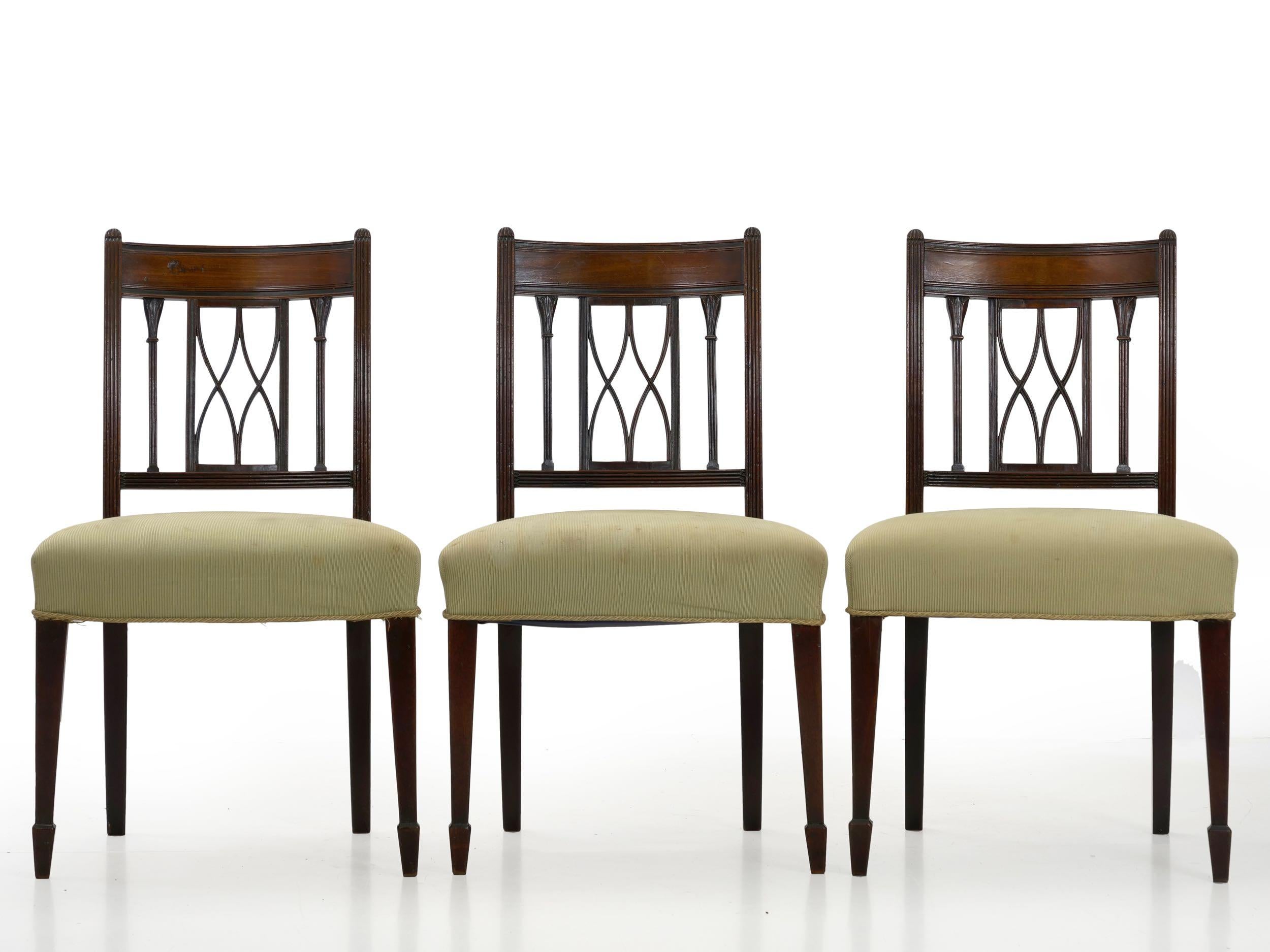 Set of Six English Regency Carved Mahogany Antique Dining Chairs, circa 1800 9