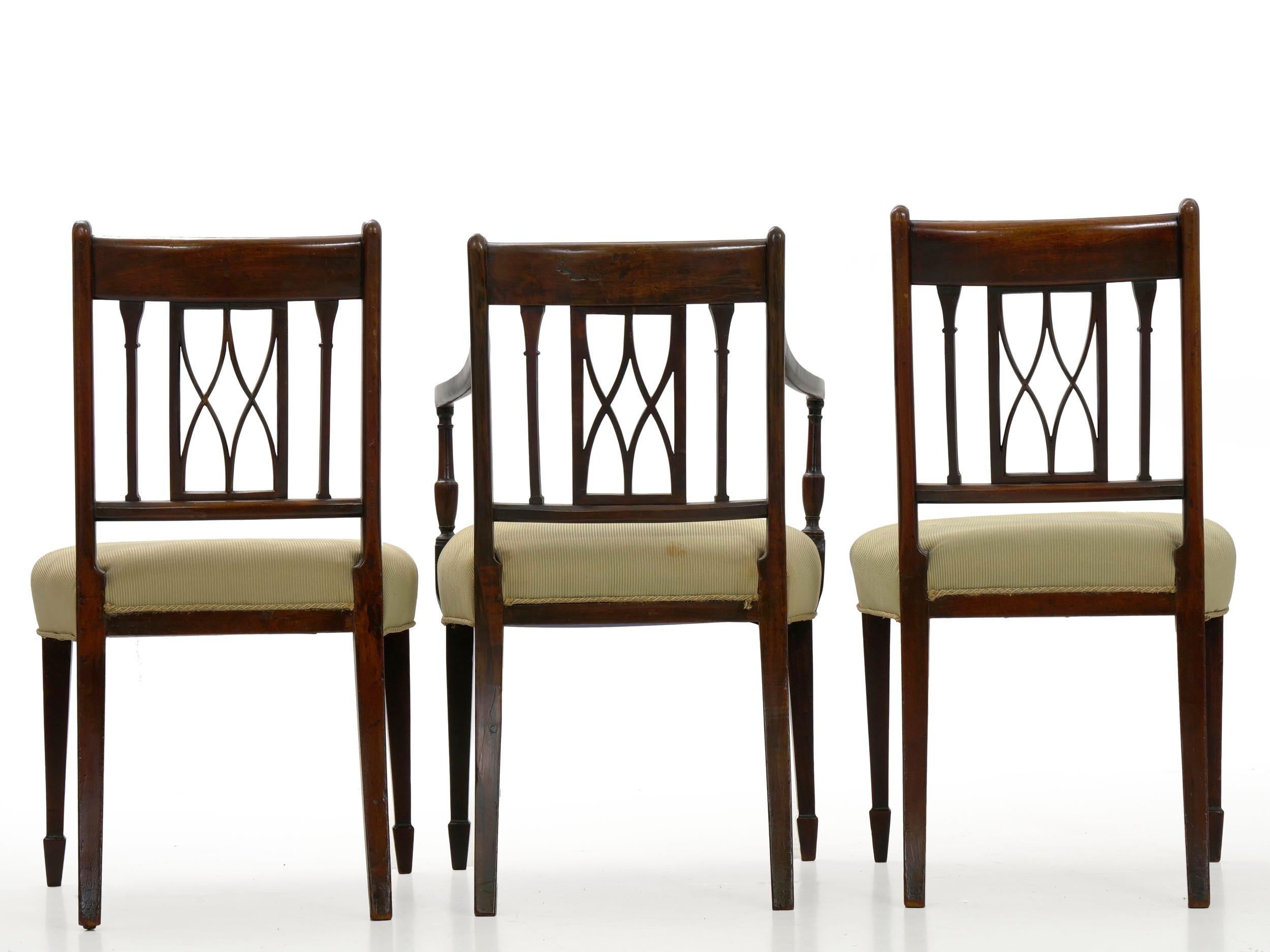 Set of Six English Regency Carved Mahogany Antique Dining Chairs, circa 1800 2