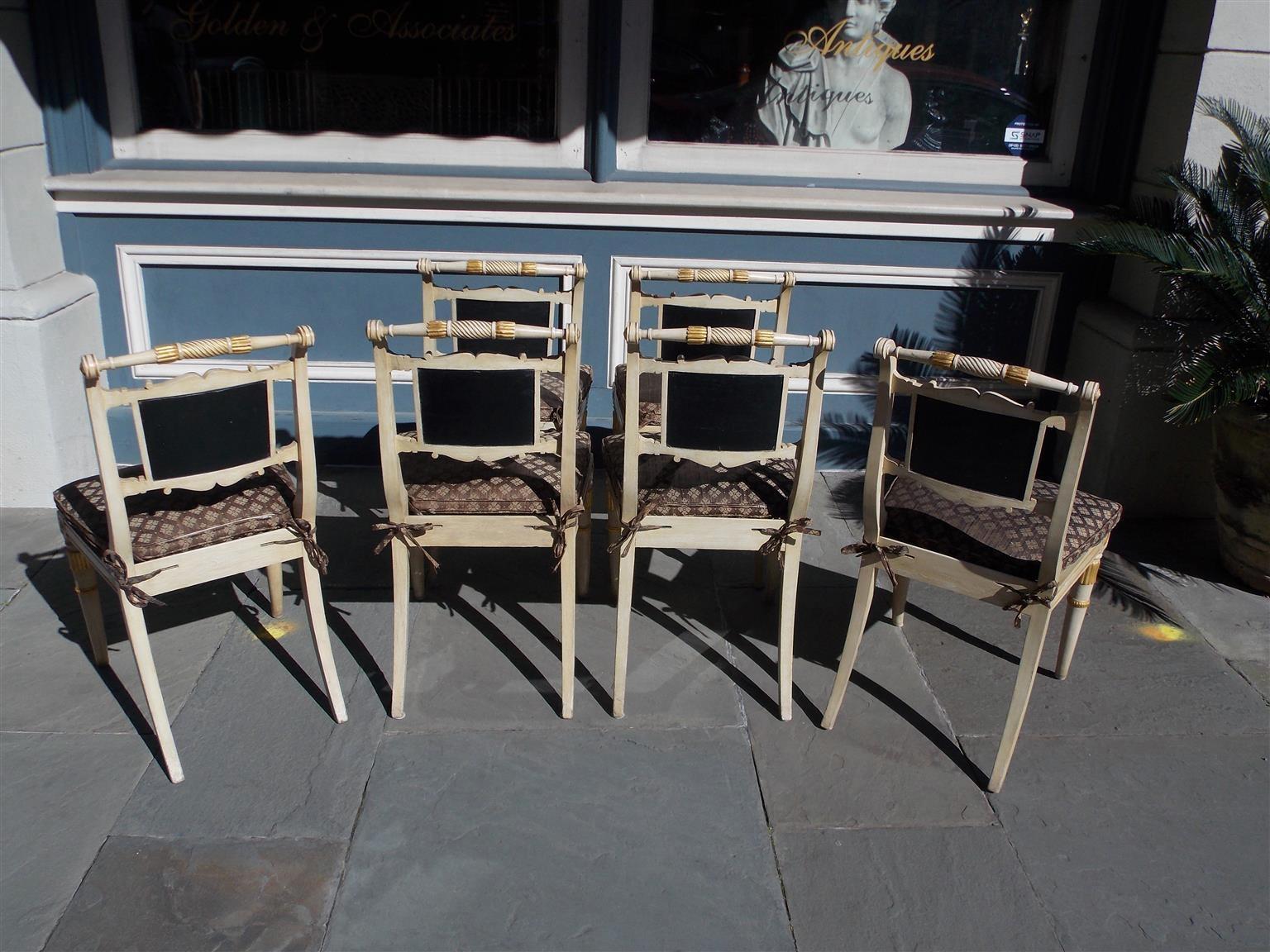 Set of Six English Regency Chinoiserie Painted and Gilt Side Chairs, Circa 1810 For Sale 5