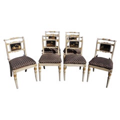 Set of Six English Regency Chinoiserie Painted and Gilt Side Chairs, Circa 1810