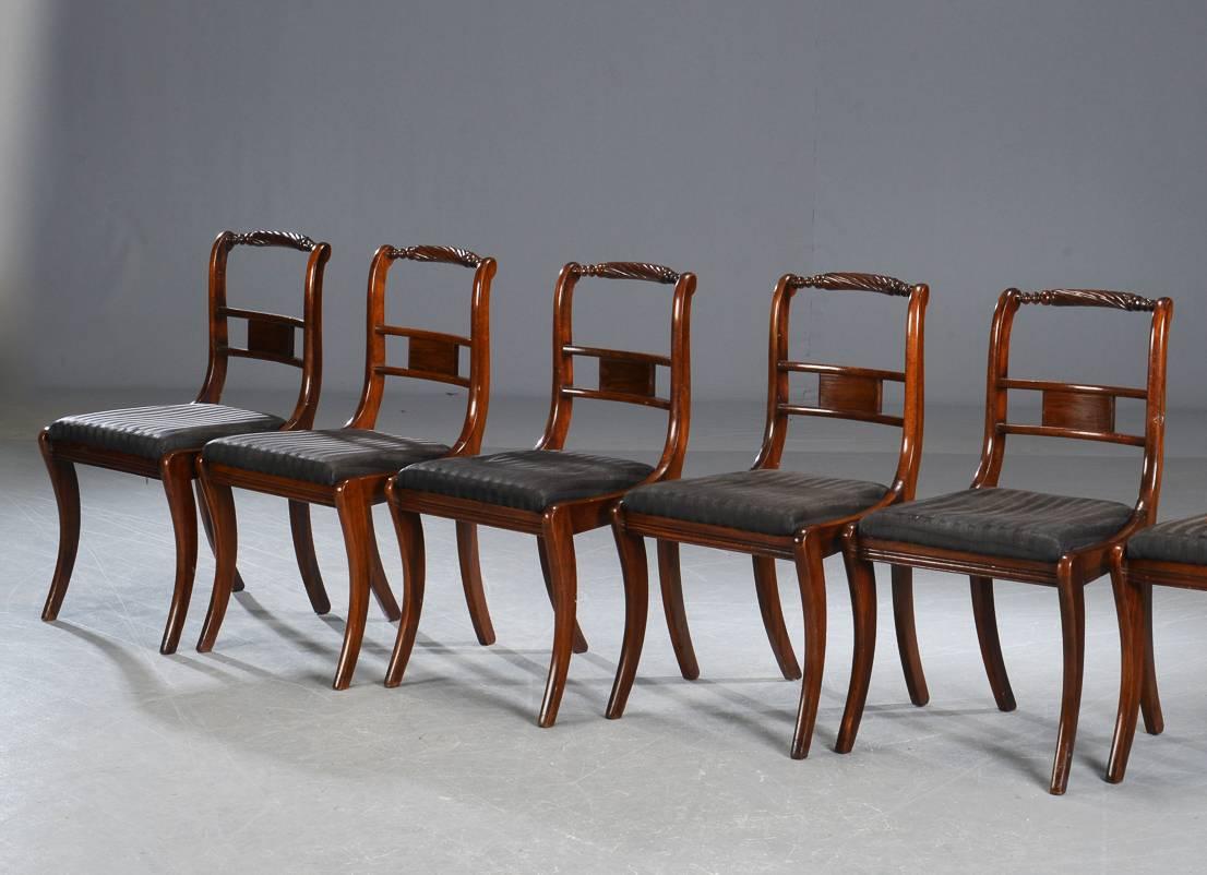 British Set of Six English Regency Dining Chairs