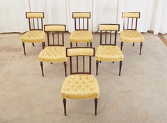 Set of Six English Regency Mahogany Tufted Dining Chairs