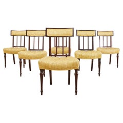 Set of Six English Regency Mahogany Tufted Dining Chairs