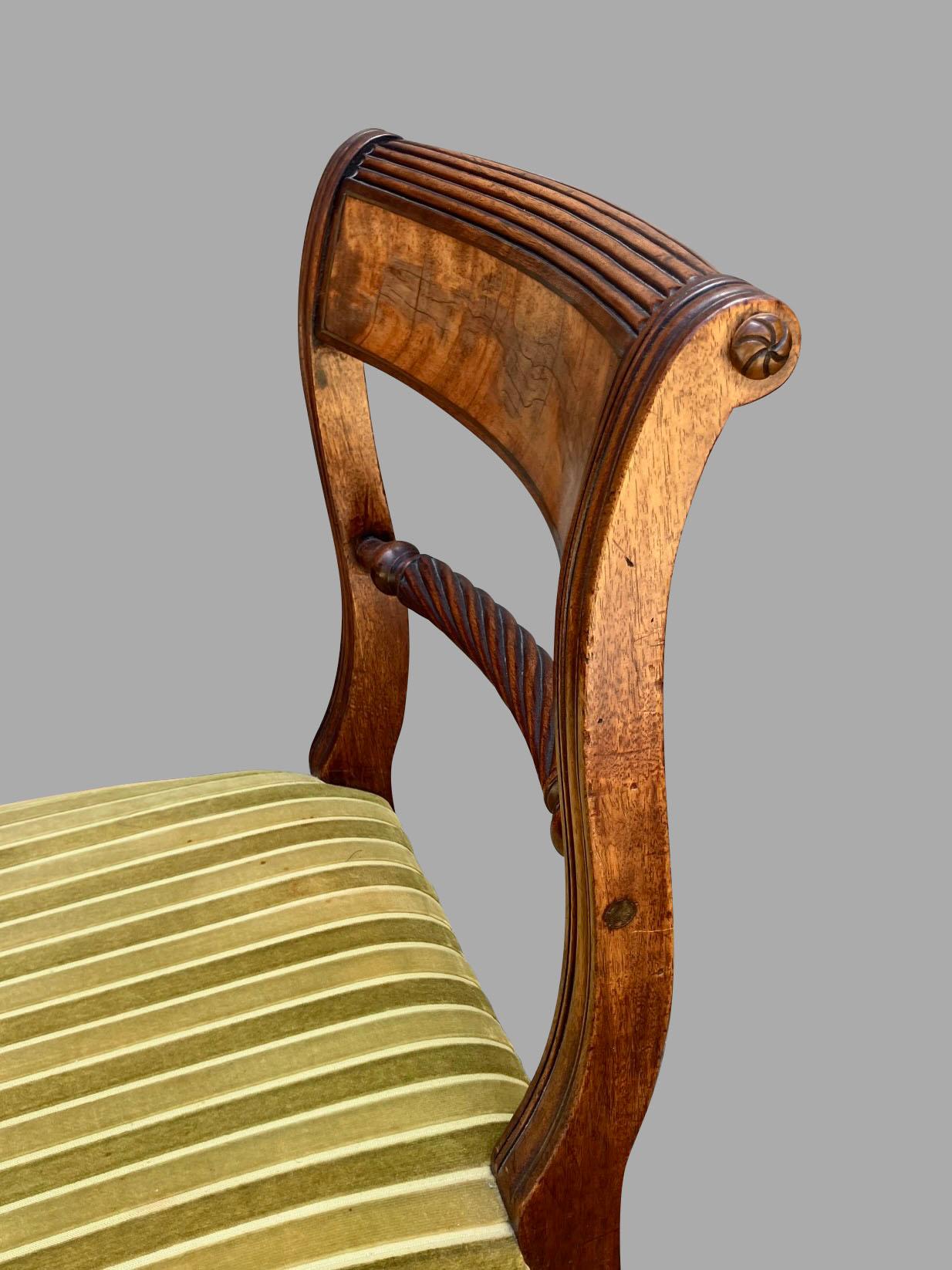Set of Six English Regency Period Mahogany Brass Inlaid Side Chairs 2