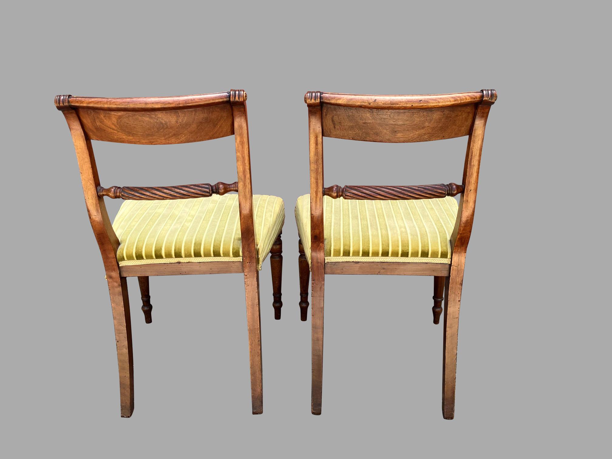 Set of Six English Regency Period Mahogany Brass Inlaid Side Chairs 4