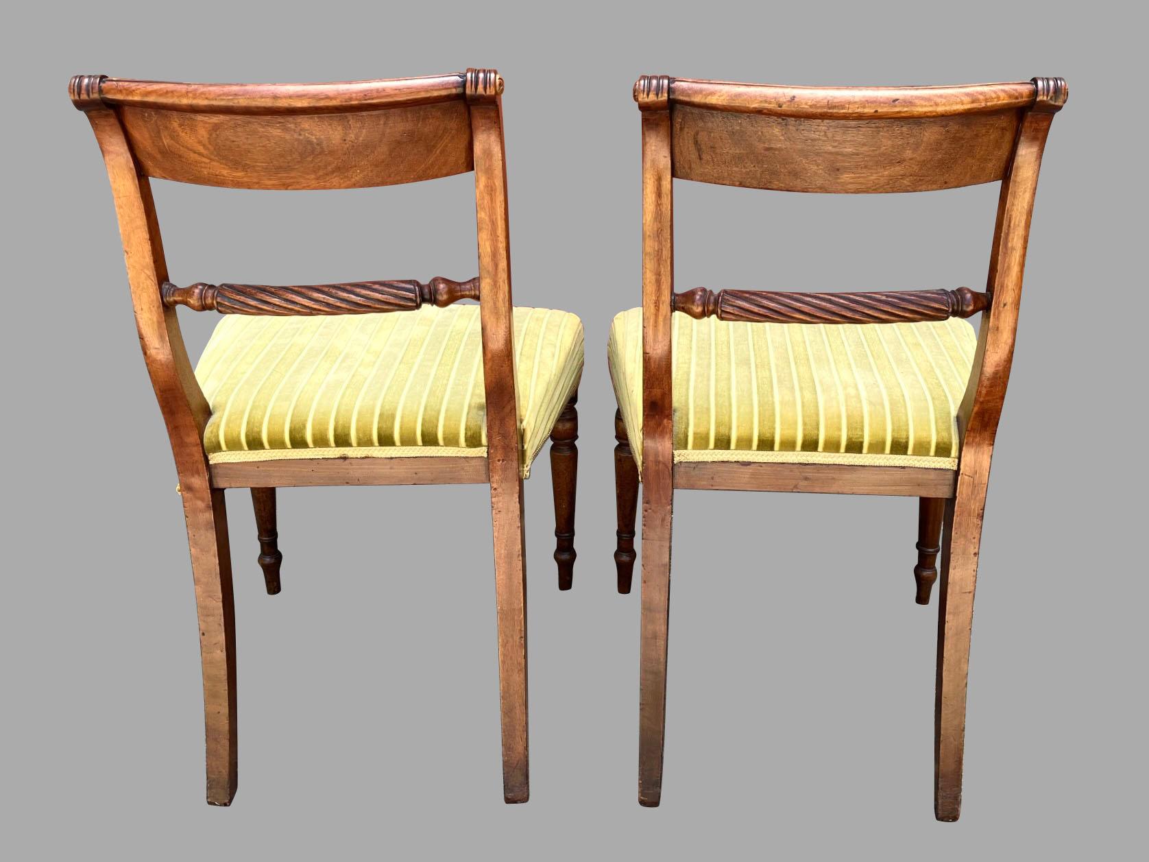 Set of Six English Regency Period Mahogany Brass Inlaid Side Chairs 5