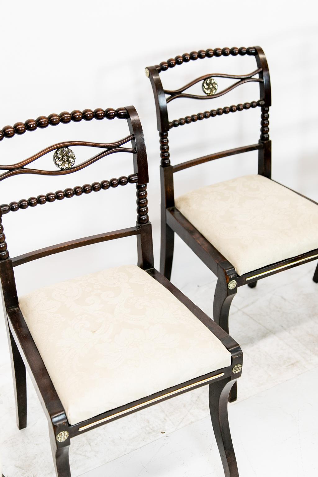 Hand-Painted Set of Six English Regency Side Chairs For Sale
