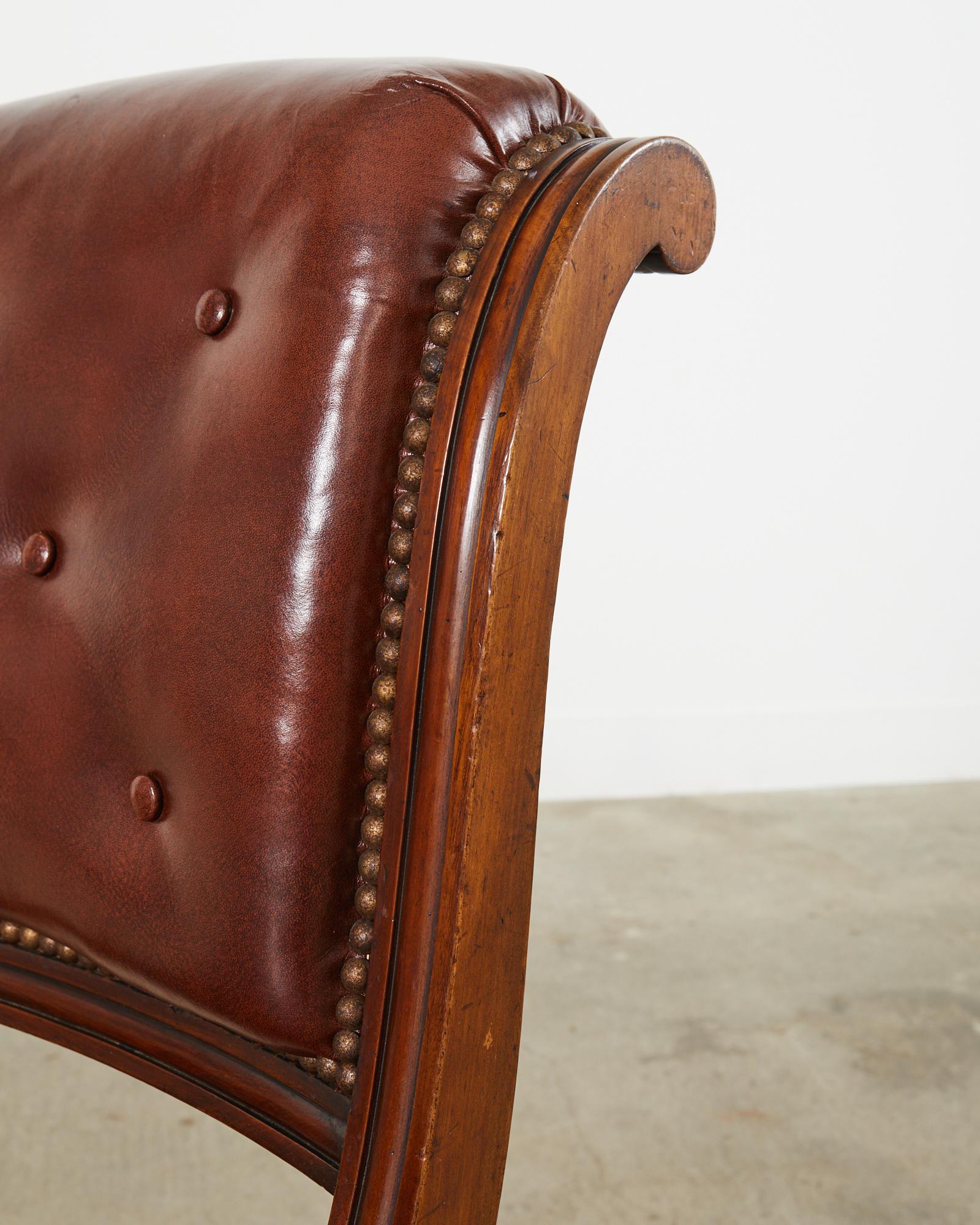 Set of Six English Regency Style Mahogany Leather Dining Chairs 5