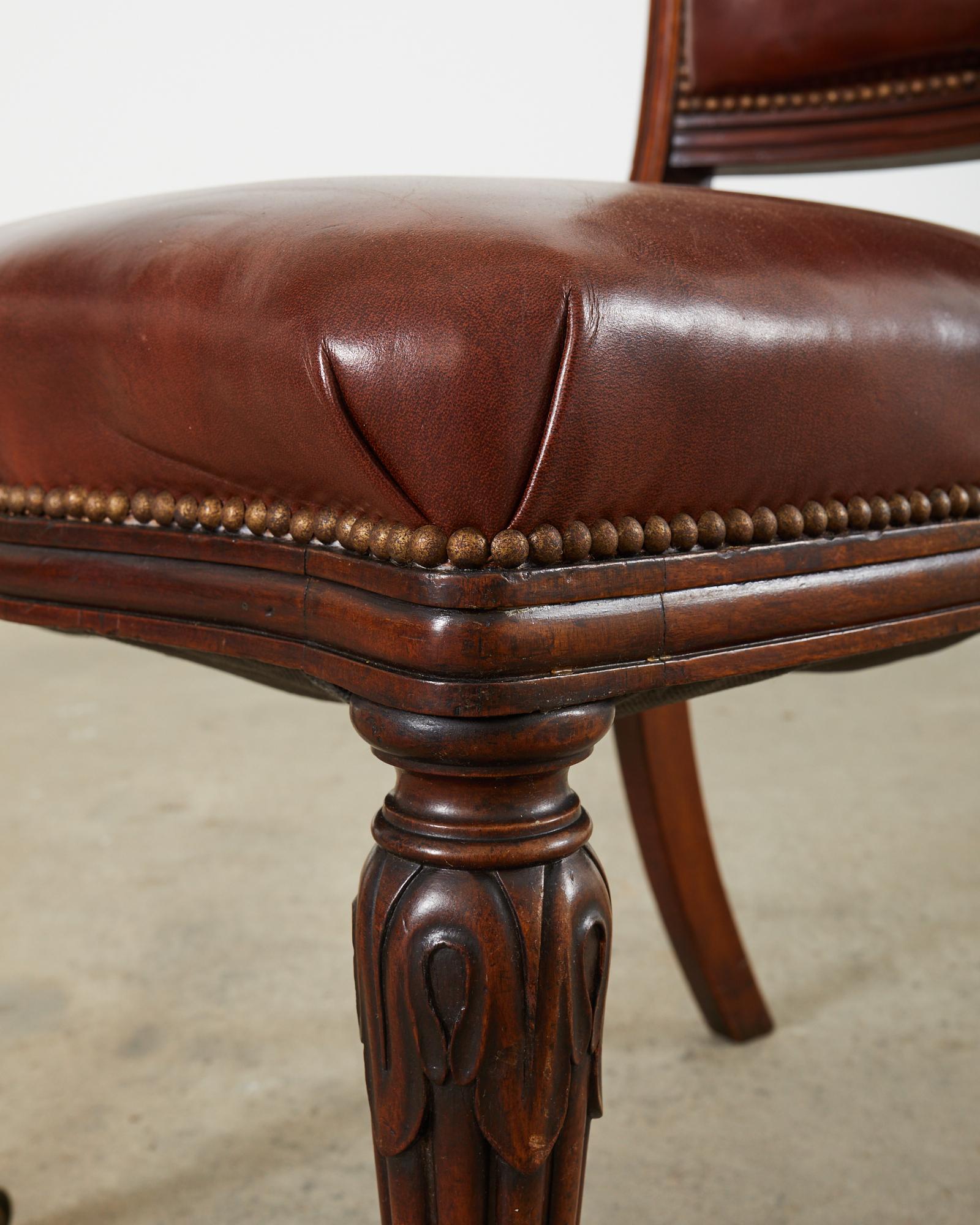 Set of Six English Regency Style Mahogany Leather Dining Chairs 7