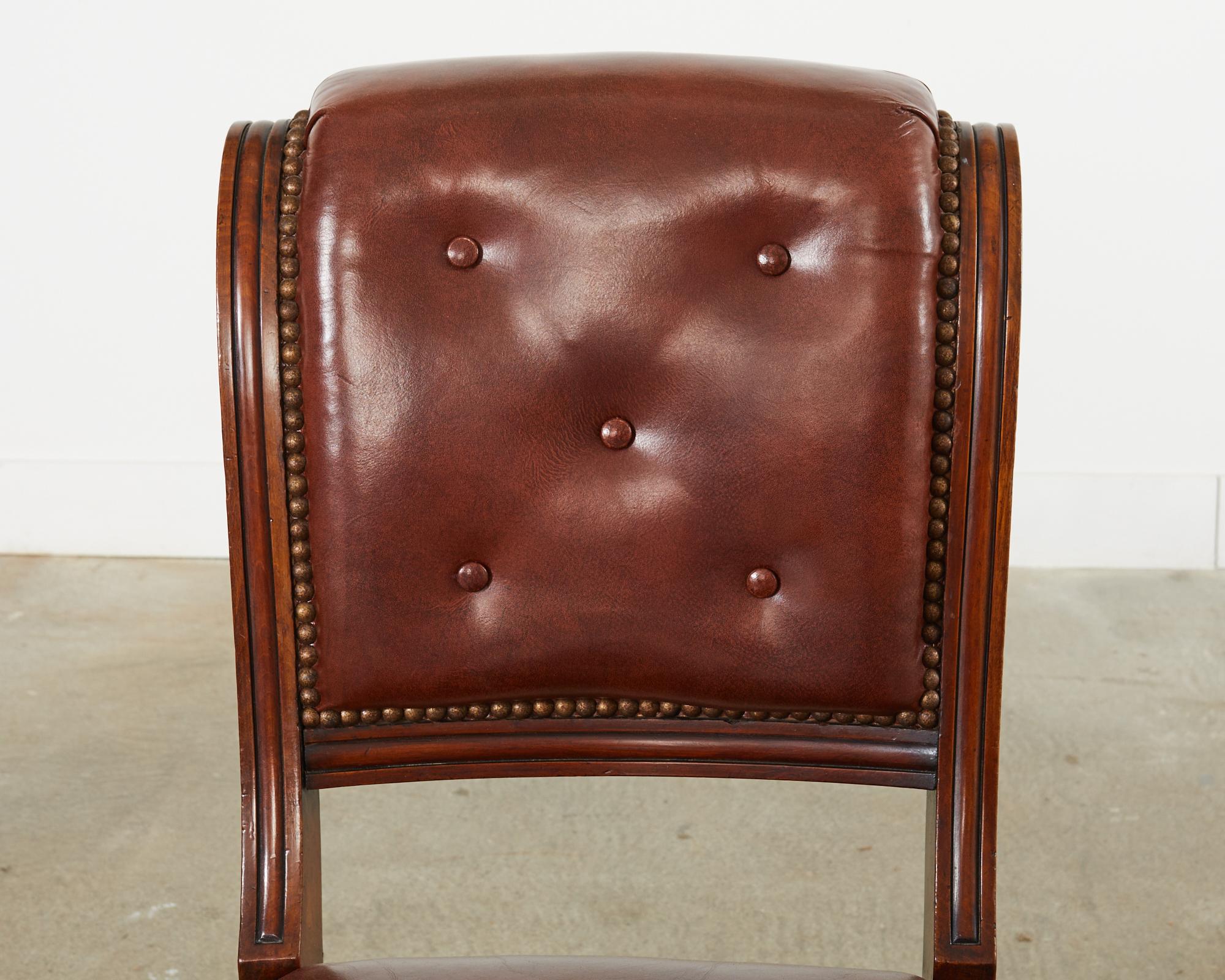 Set of Six English Regency Style Mahogany Leather Dining Chairs 8