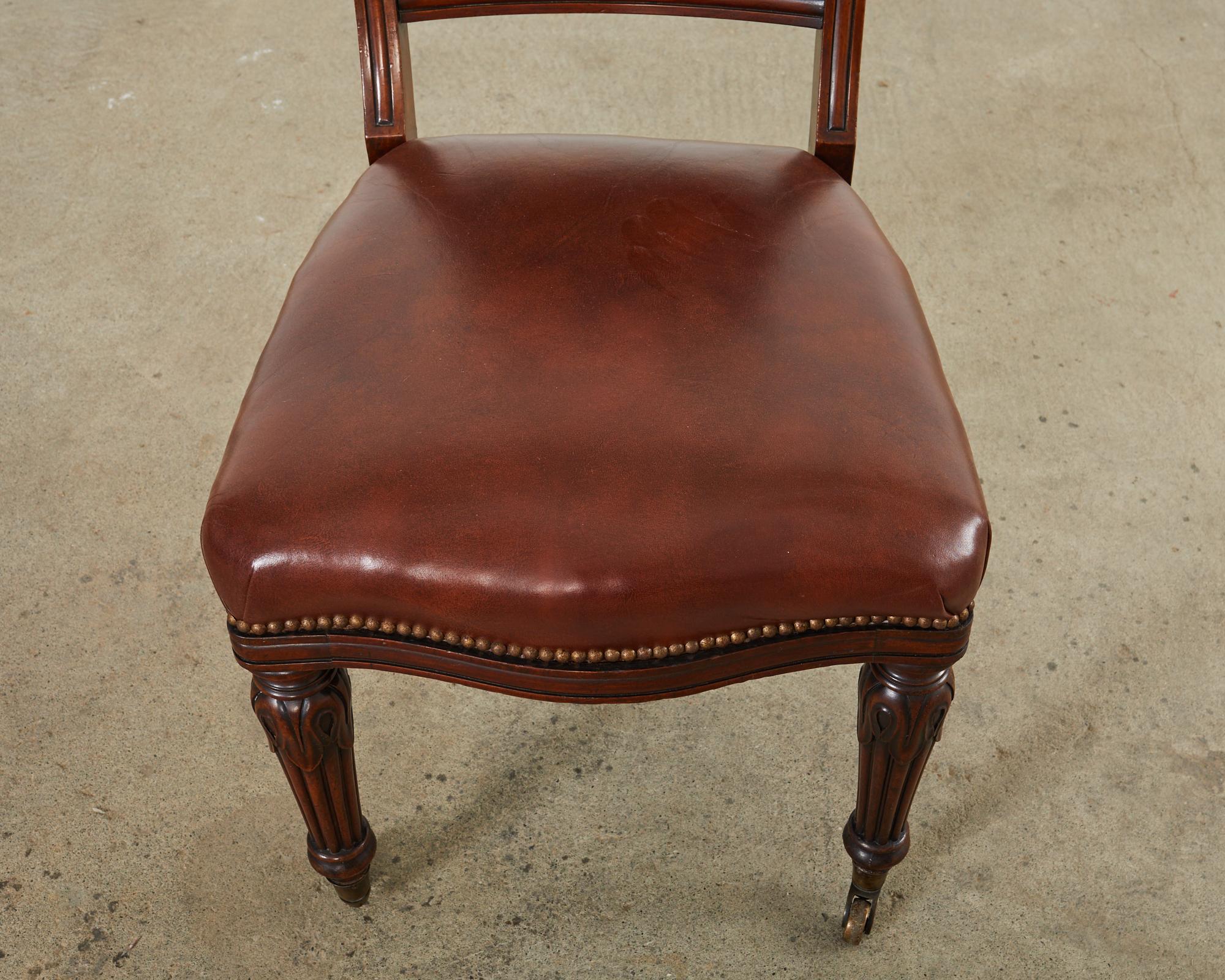 Set of Six English Regency Style Mahogany Leather Dining Chairs 9