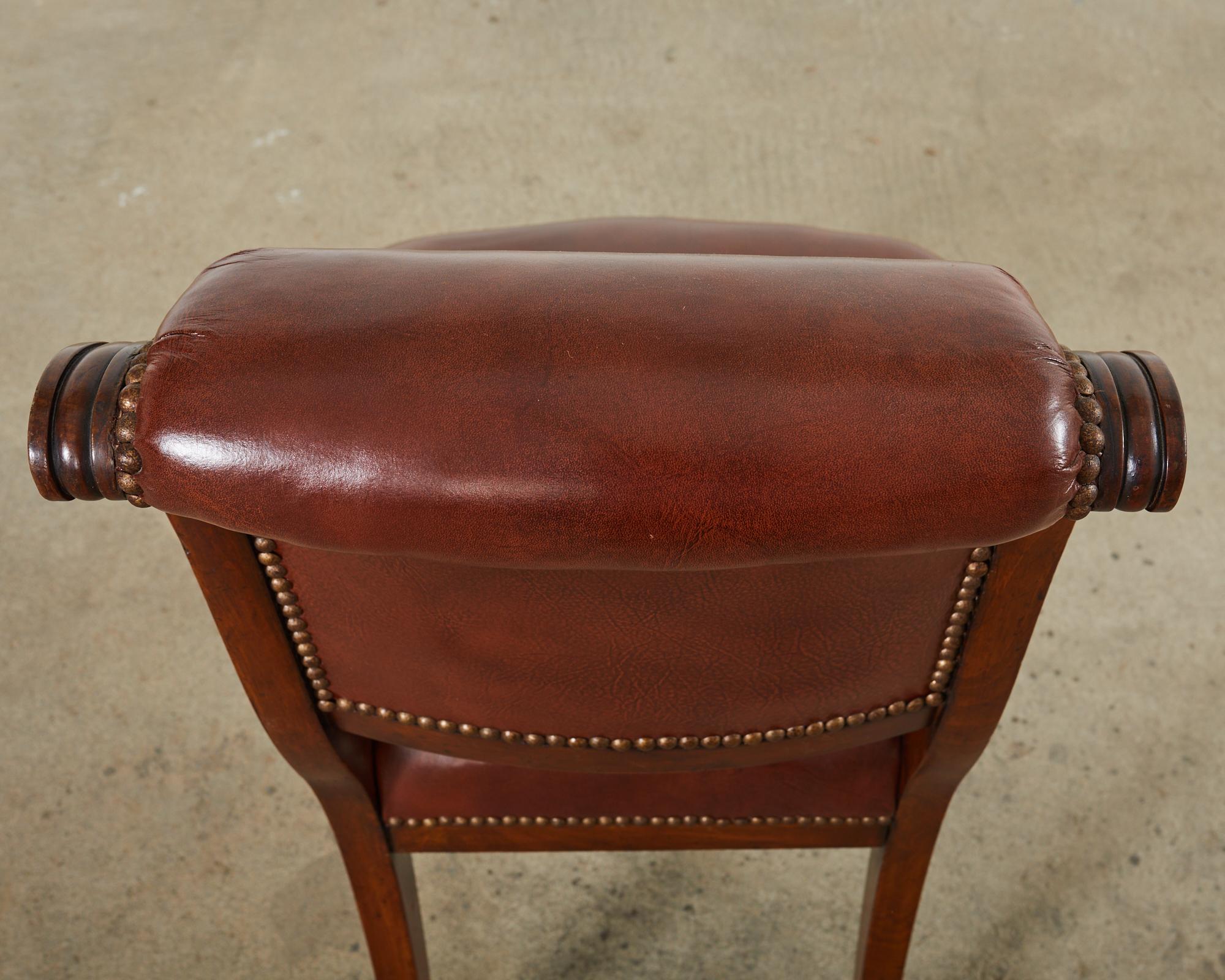 Set of Six English Regency Style Mahogany Leather Dining Chairs 10