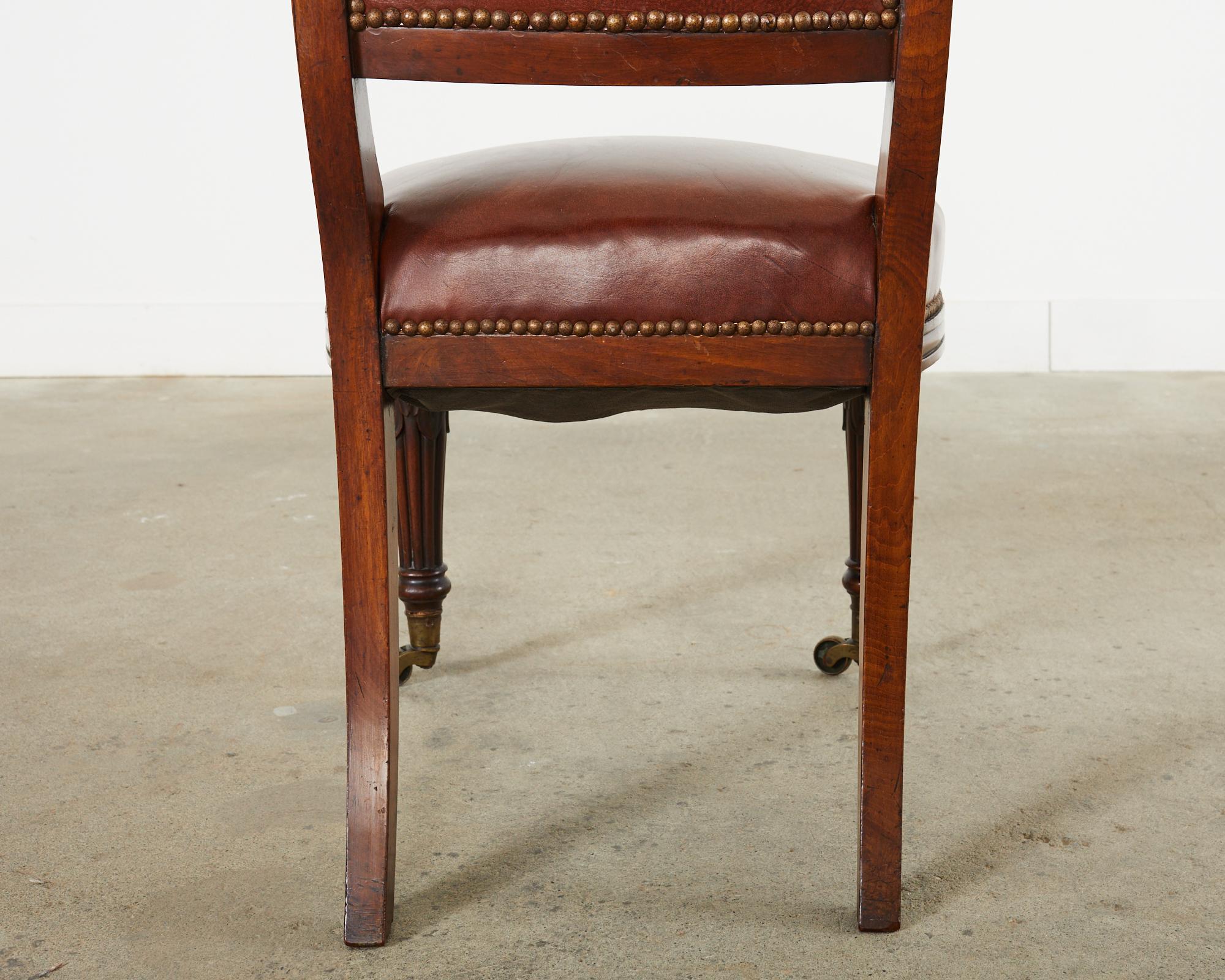 Set of Six English Regency Style Mahogany Leather Dining Chairs 11