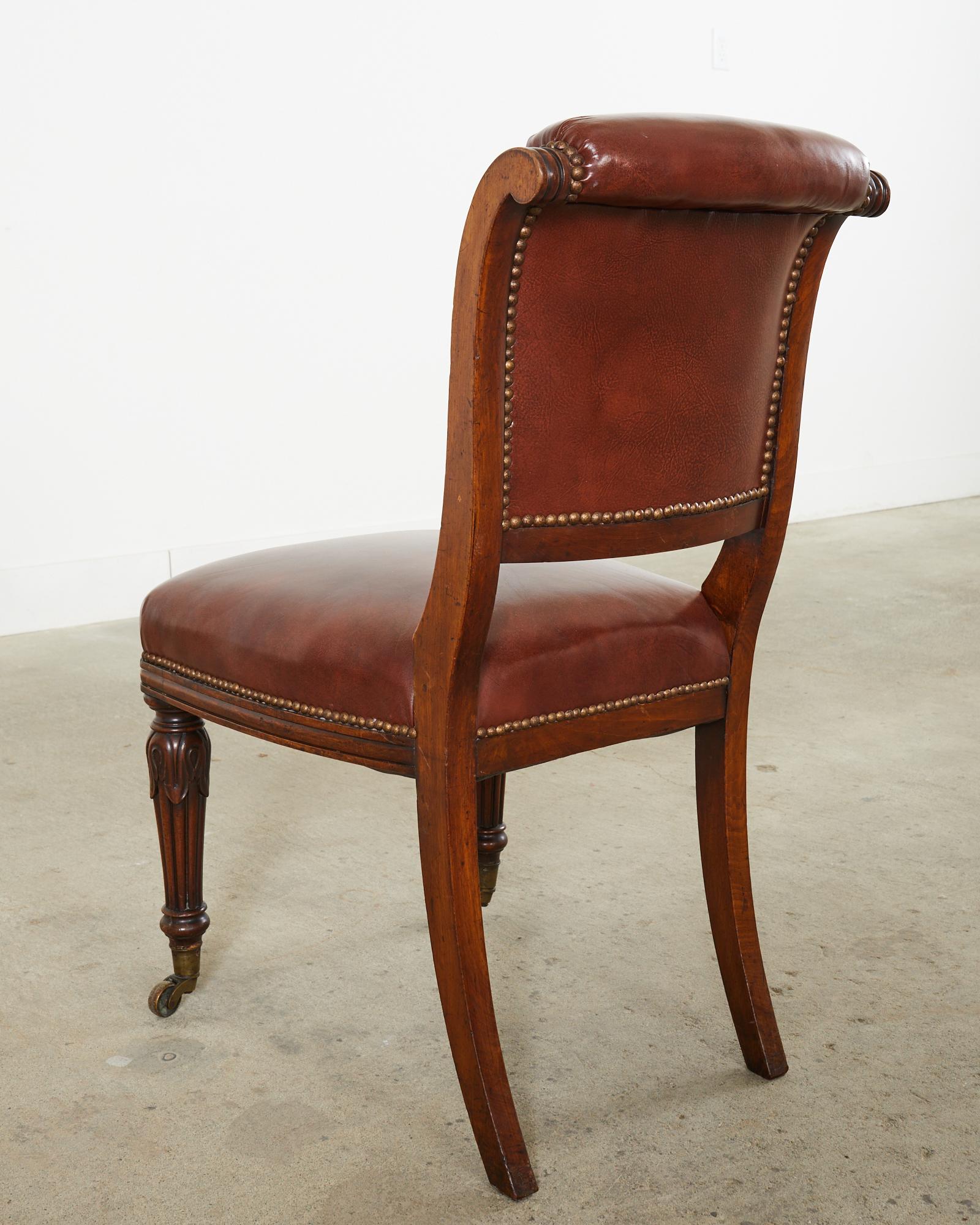 Set of Six English Regency Style Mahogany Leather Dining Chairs 12