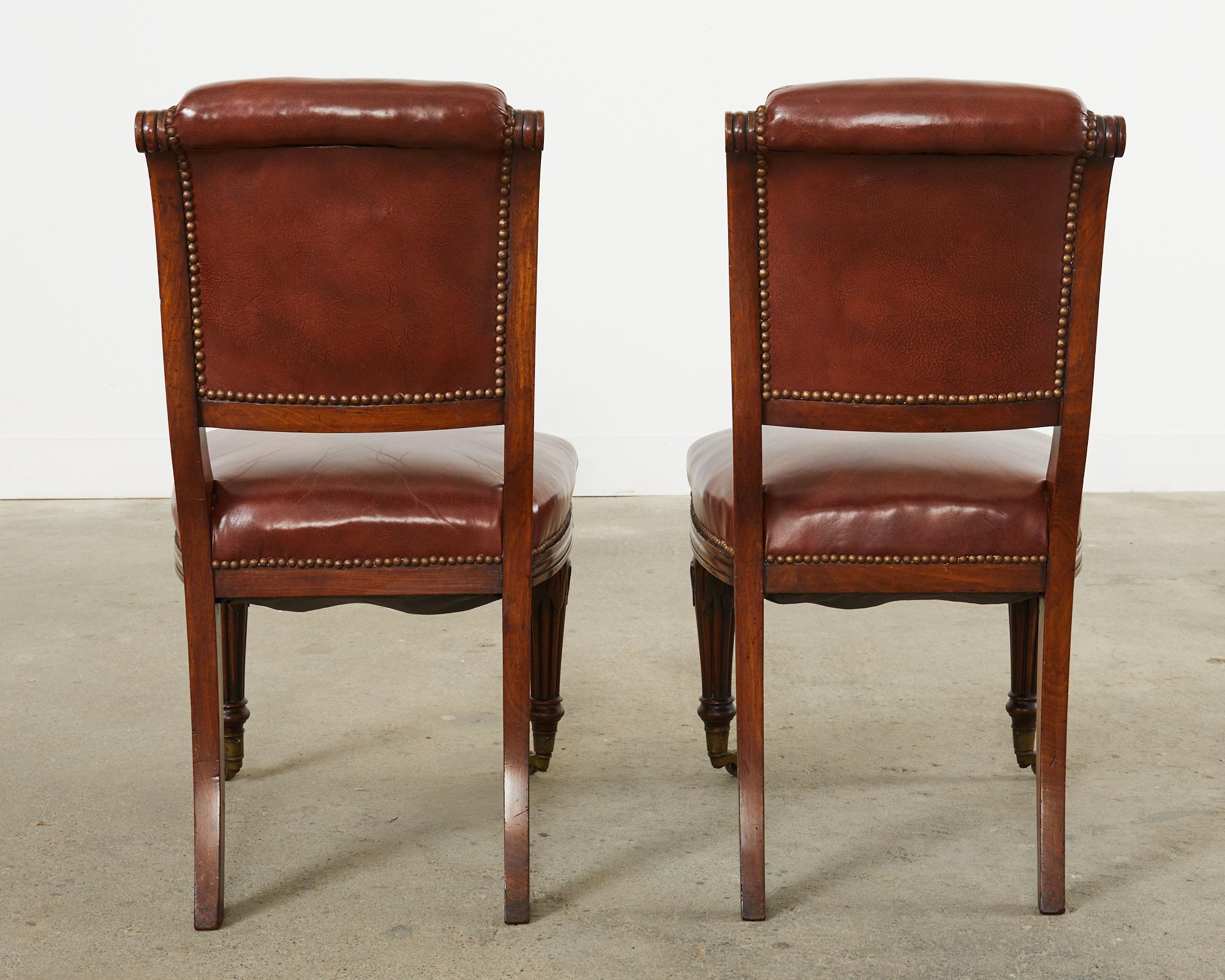 Set of Six English Regency Style Mahogany Leather Dining Chairs 3