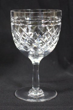 Set of Six English Small Cut Glass Wine Glasses, circa 1950