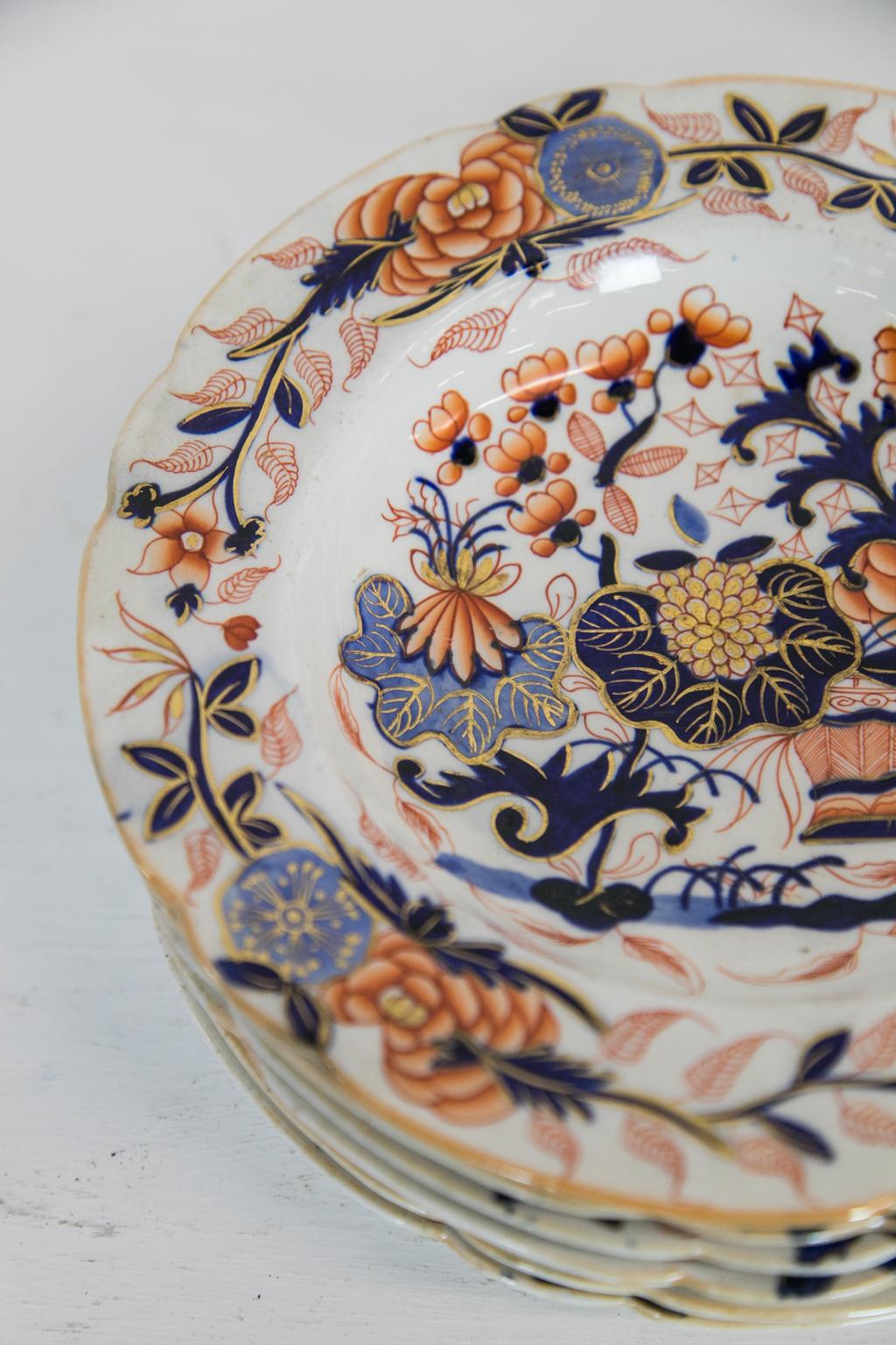 Set von sechs englischen Staffordshire-Tellern 2