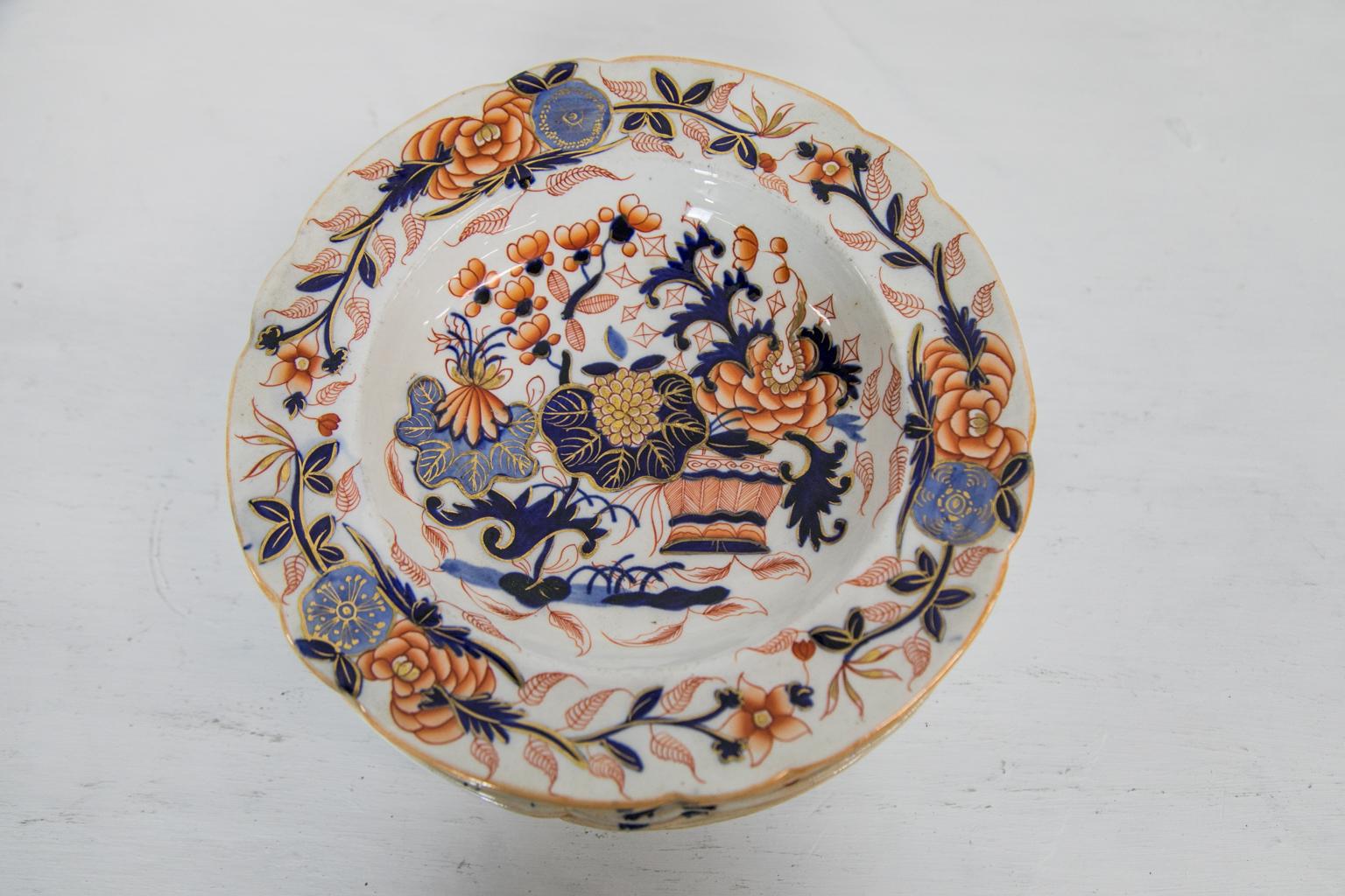 Set von sechs englischen Staffordshire-Tellern 3