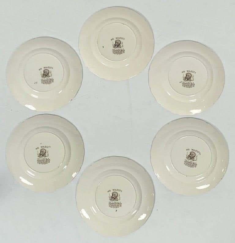 Set of Six English Transfer-Ware Turkey Plates, His Majesty by Johnson Brothers For Sale 1