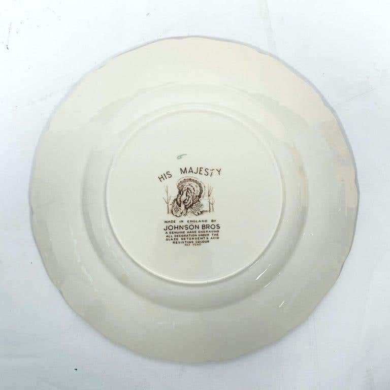 Set of Six English Transfer-Ware Turkey Plates, His Majesty by Johnson Brothers 2