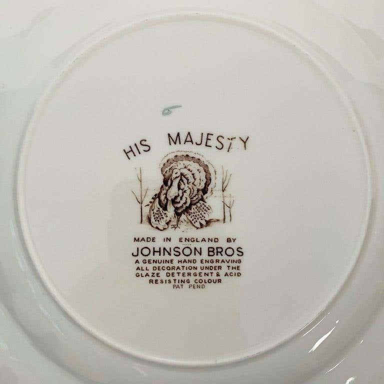 Set of Six English Transfer-Ware Turkey Plates, His Majesty by Johnson Brothers For Sale 3