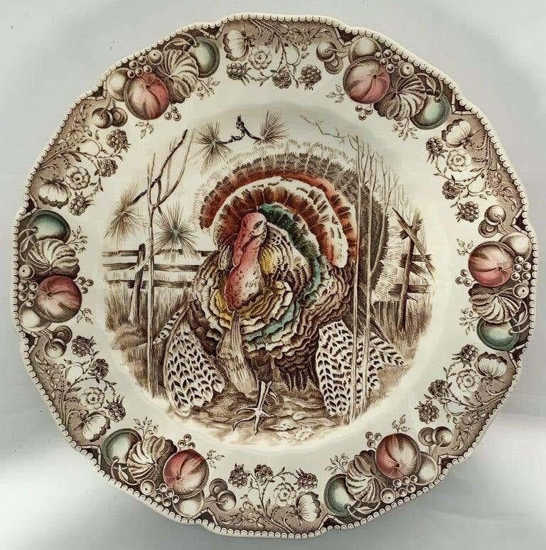 Anglais Ensemble de six assiettes Turquie de l'après-guerre anglaises Transfer-Ware, His Majesty par Johnson Brothers en vente