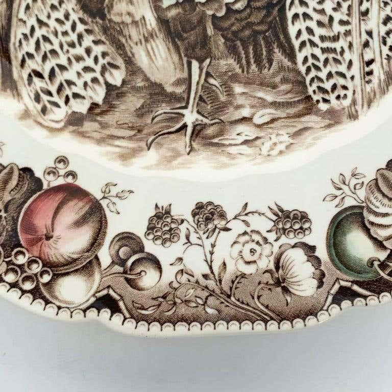 Glazed Set of Six English Transfer-Ware Turkey Plates, His Majesty by Johnson Brothers For Sale