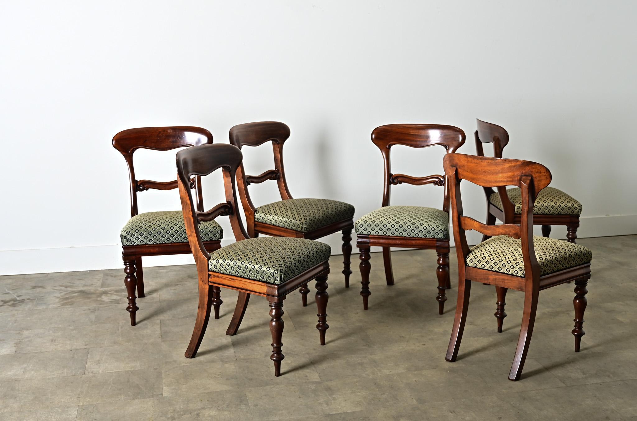 XIXe siècle Ensemble de six chaises de salle à manger victoriennes anglaises en vente