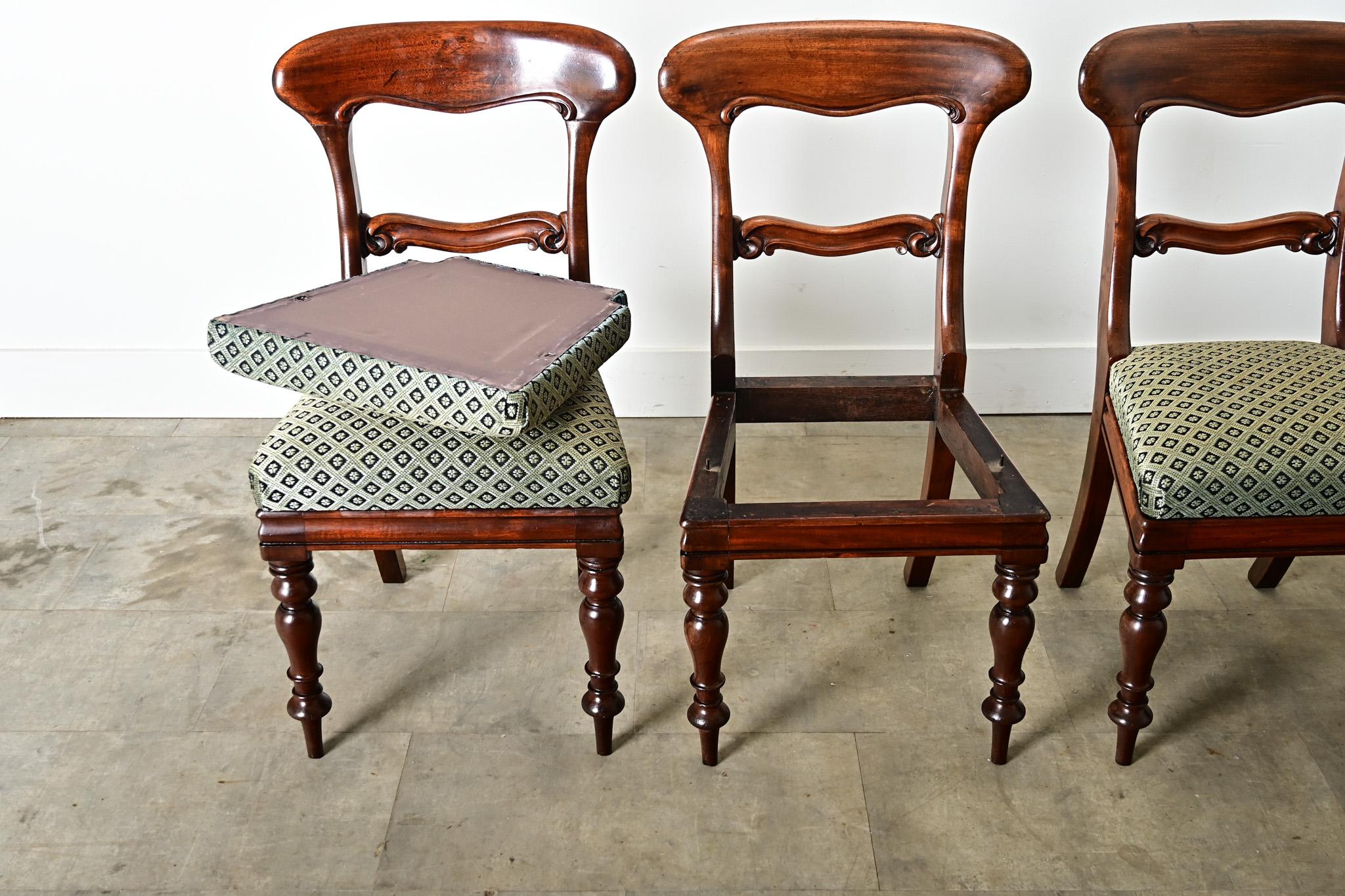 Paille Ensemble de six chaises de salle à manger victoriennes anglaises en vente
