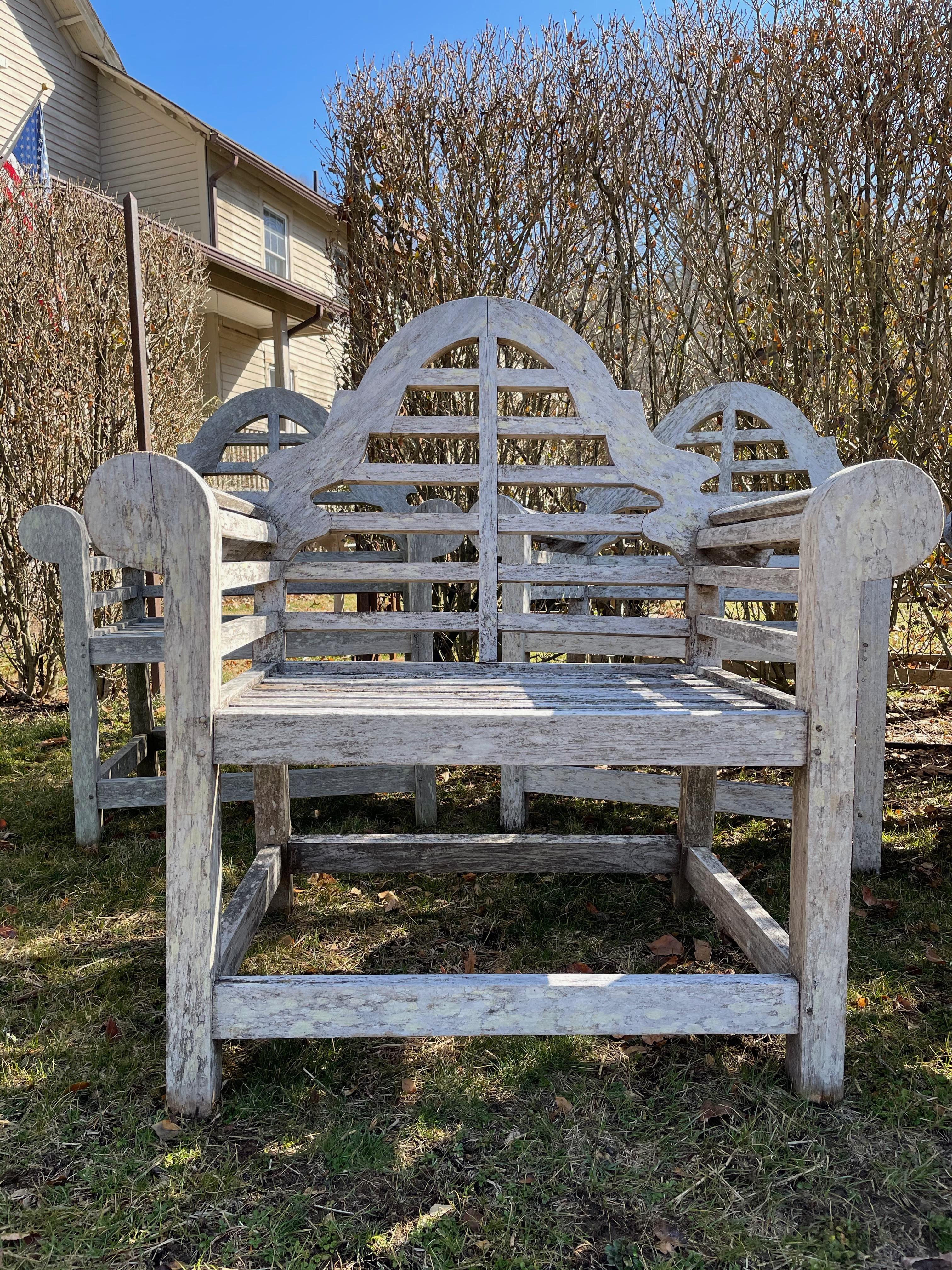Edwardian Set of Six English Weathered Lutyens-Style Chairs in Teak