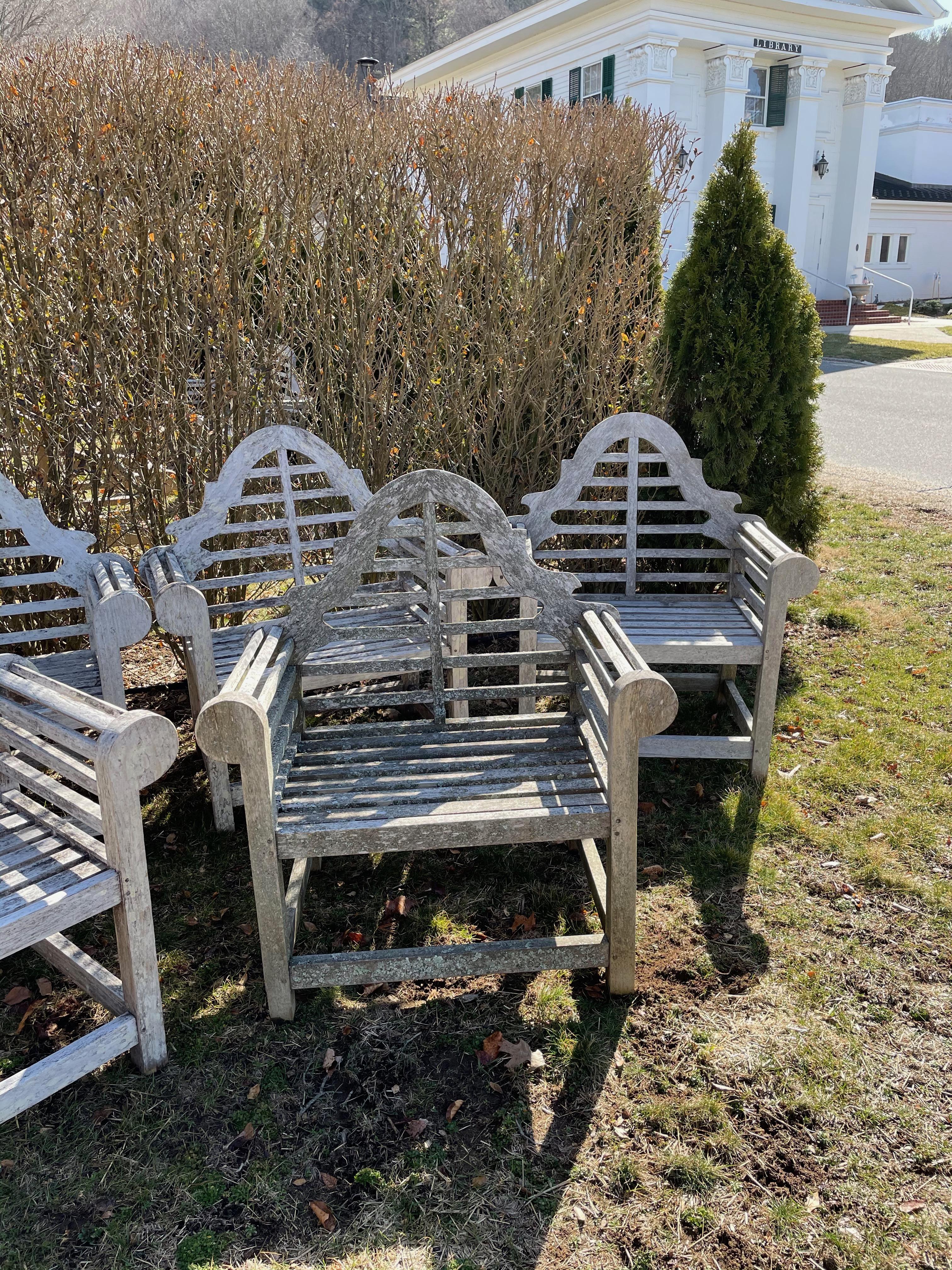 Set of Six English Weathered Lutyens-Style Chairs in Teak 4