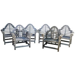 Set of Six English Weathered Lutyens-Style Chairs in Teak