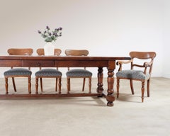 Set of Six English William IV Fruitwood Upholstered Dining Chairs