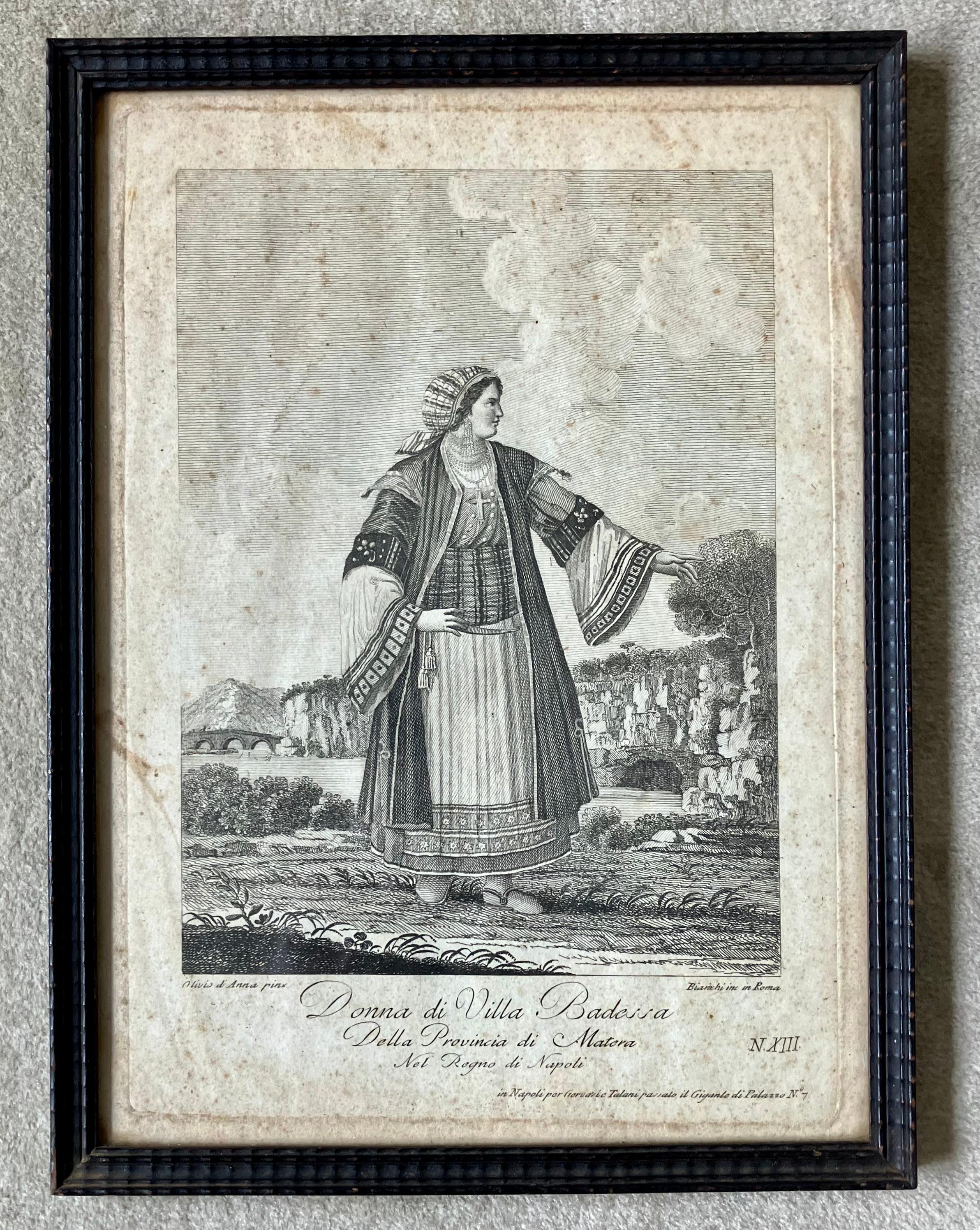 Set of Six Engravings of Italian Regional Dress In Good Condition For Sale In New York, NY