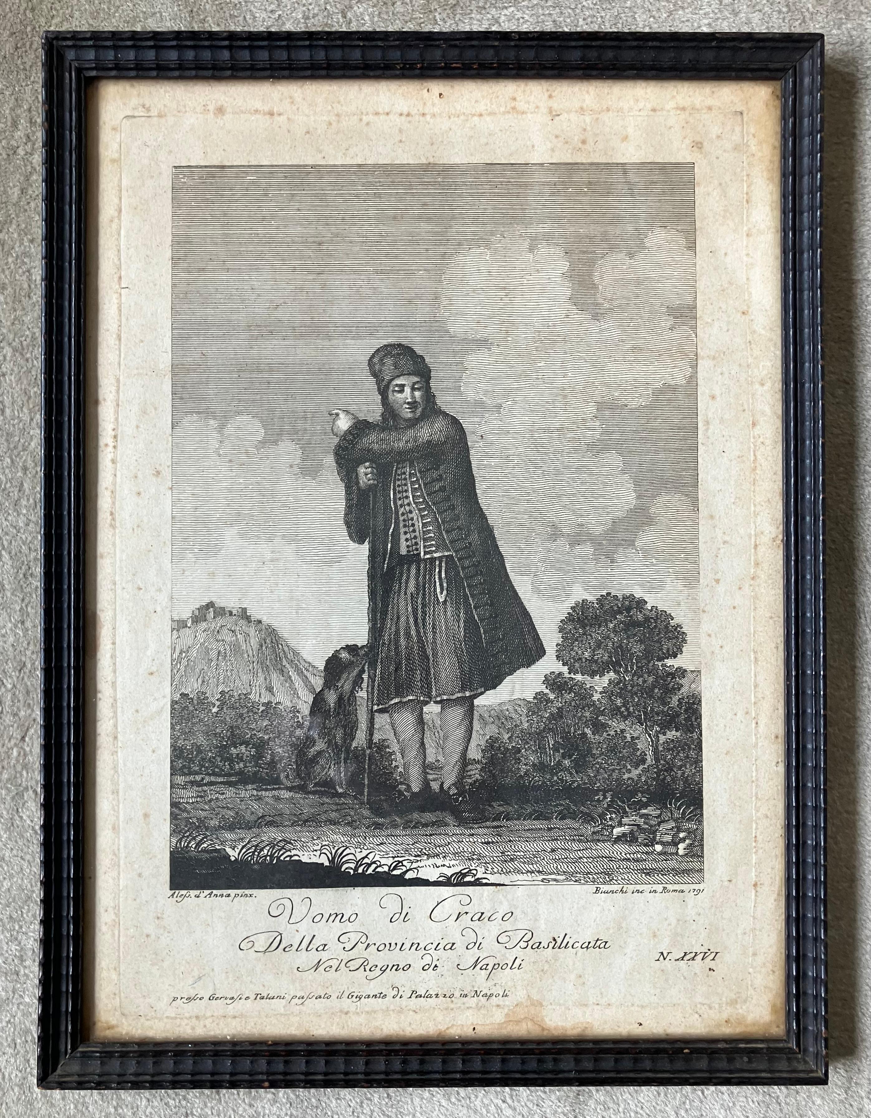 Set of Six Engravings of Italian Regional Dress For Sale 1