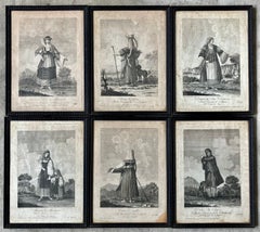 Set von sechs Gravuren eines italienischen regionalen Kleides