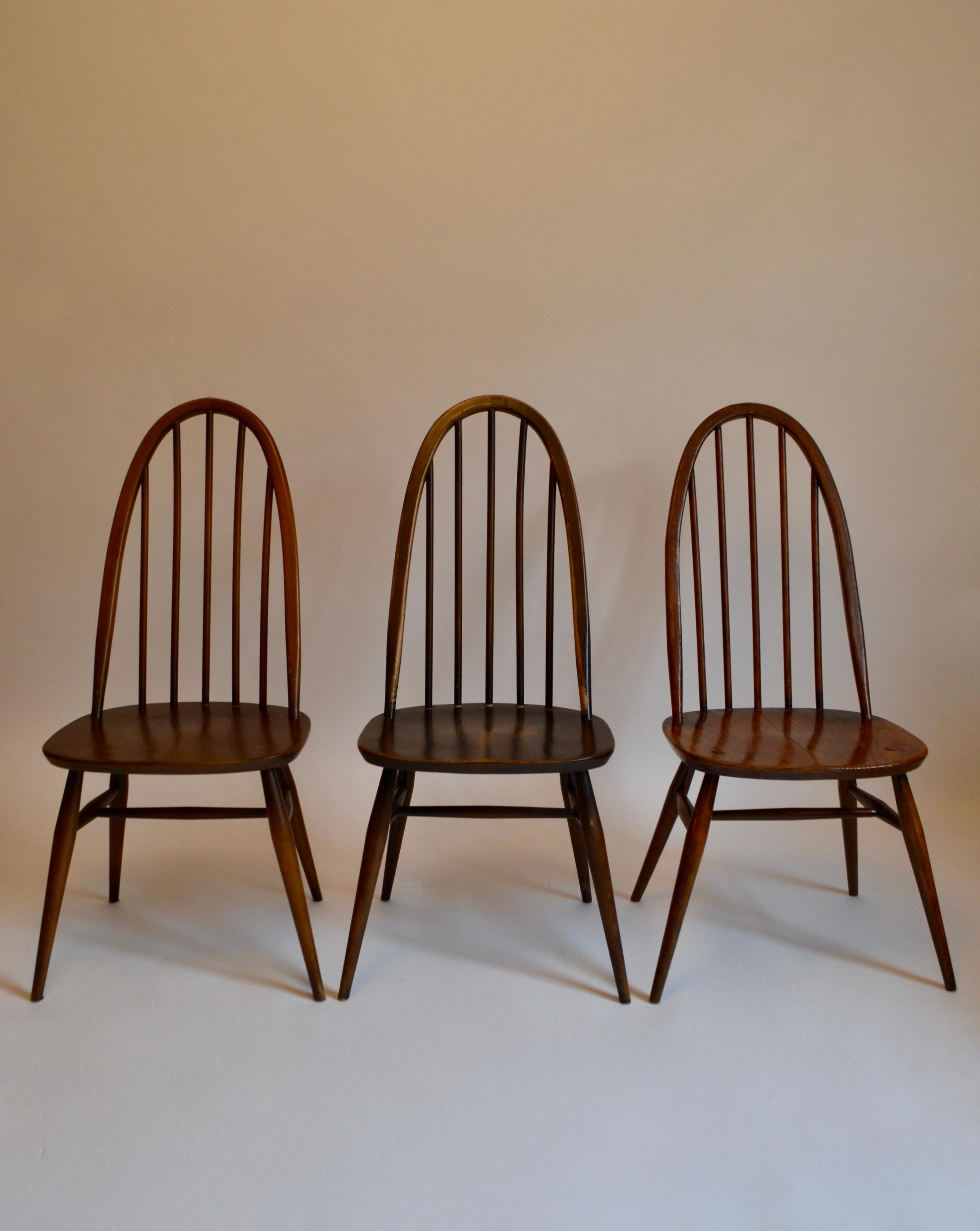 Elm Set of Six Ercol Quaker Dining Chairs, 1960s