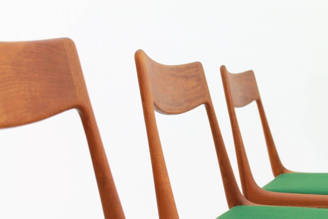 Set of Six Erik Christensen Boomerang Chairs in Teak Wood, Denmark, 1950s 5