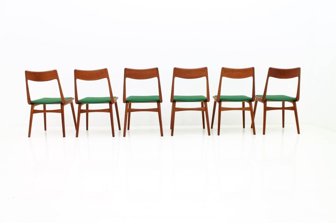 Set of Six Erik Christensen Boomerang Chairs in Teak Wood, Denmark, 1950s 8