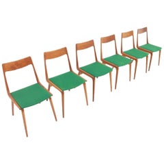 Set of Six Erik Christensen Boomerang Chairs in Teak Wood, Denmark, 1950s