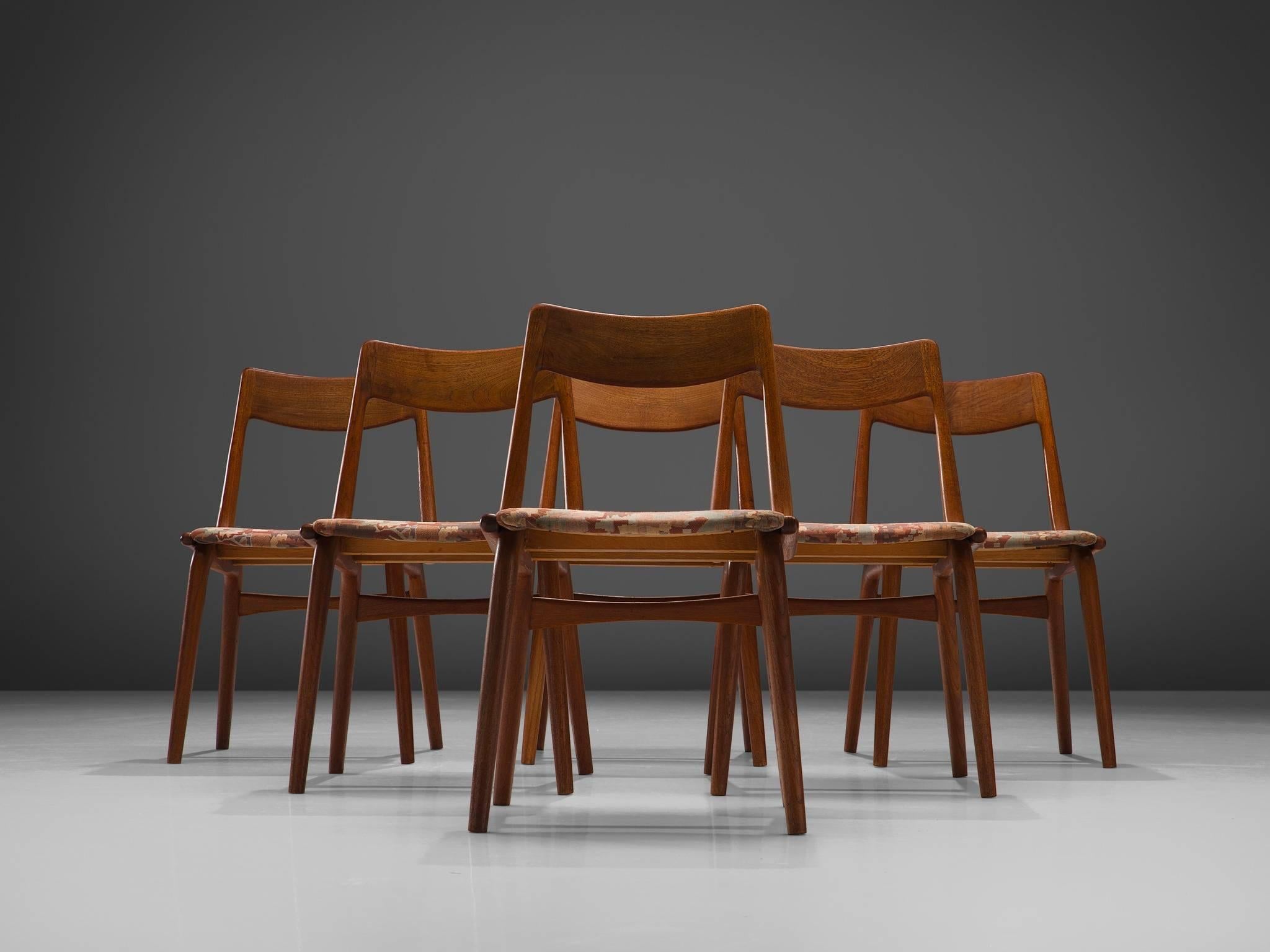 Mid-Century Modern Erik Christiansen Set of Six 'Boomerang' Chairs in Teak