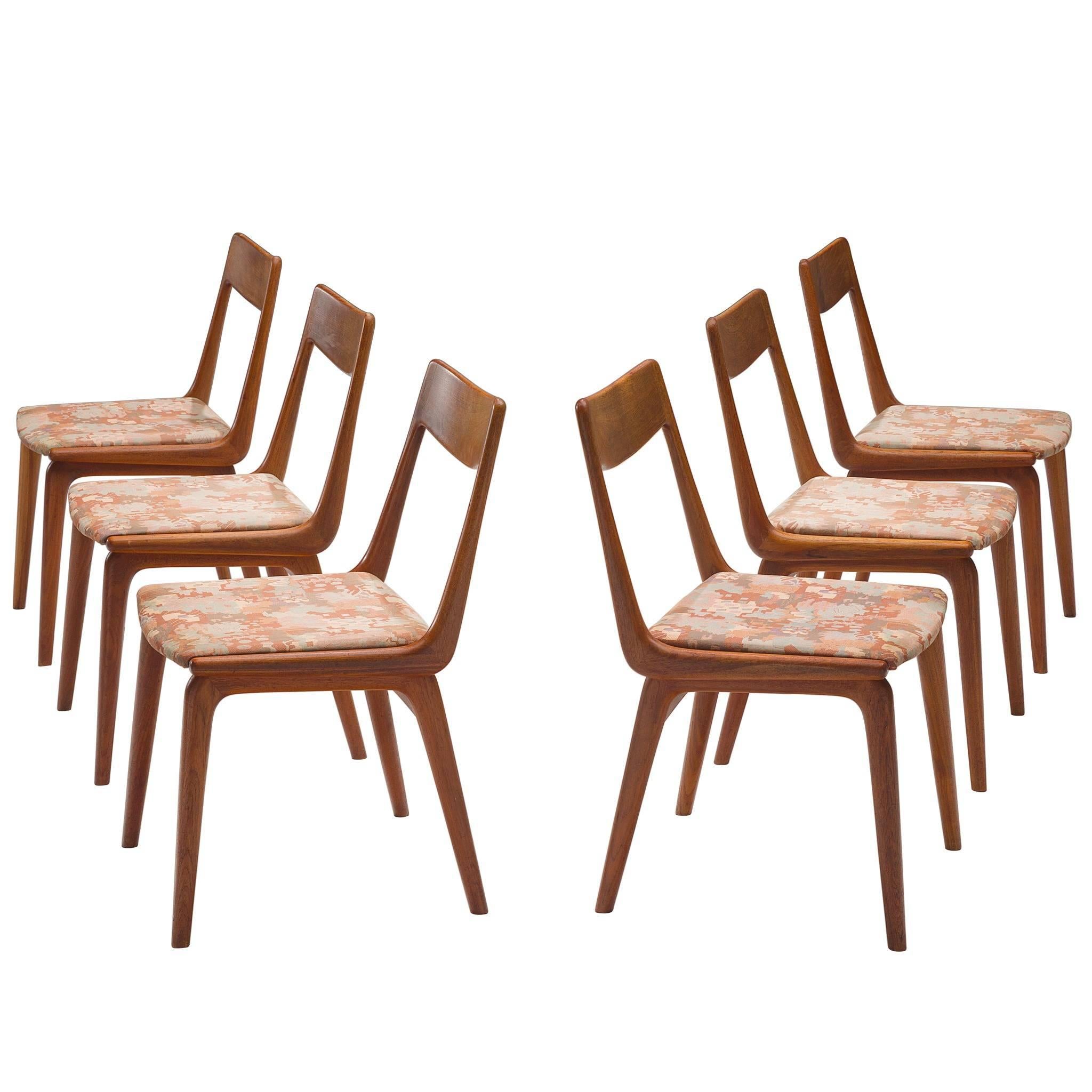 Erik Christiansen Set of Six 'Boomerang' Chairs in Teak