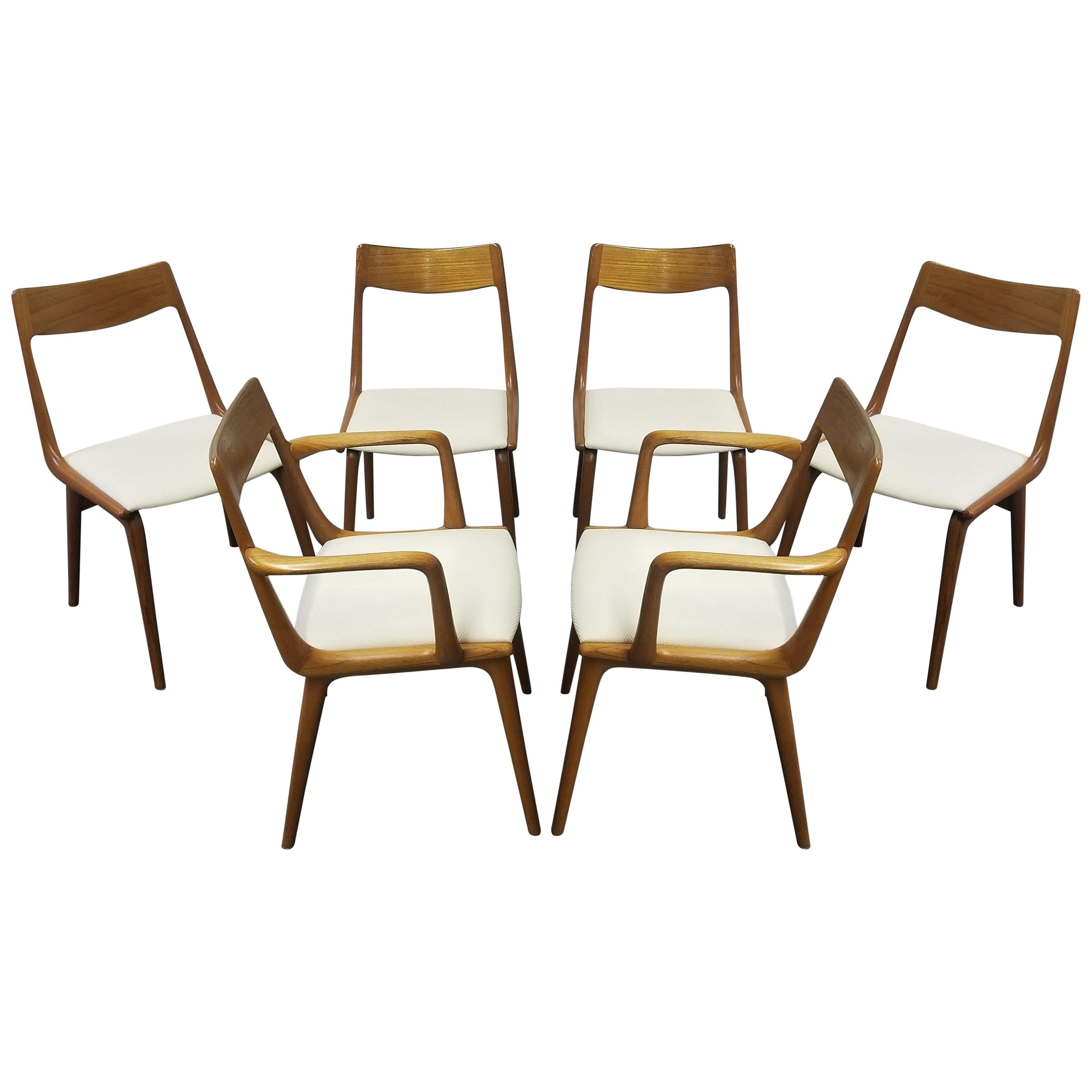 Set of Six Erik Christiansen ‘Boomerang’ Teak Dining Chairs