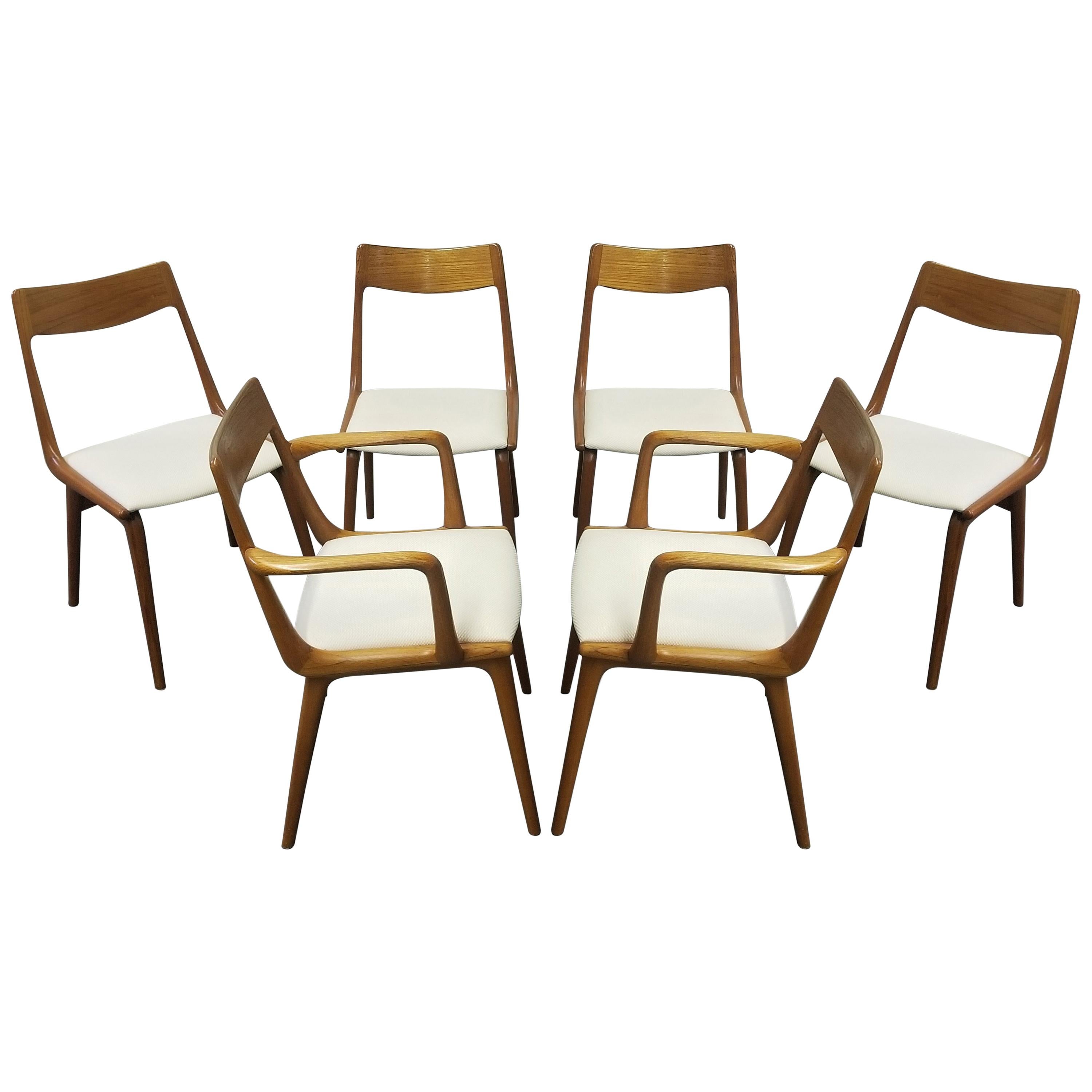 Set of Six Erik Christiansen ‘Boomerang’ Teak Dining Chairs