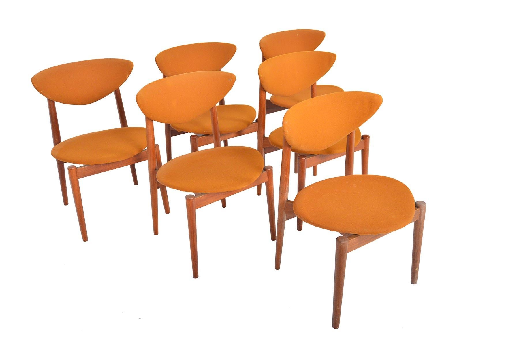 Mid-Century Modern Set of Six Erik Wørtz Model 314 Danish Modern Dining Chairs in Teak by Norden