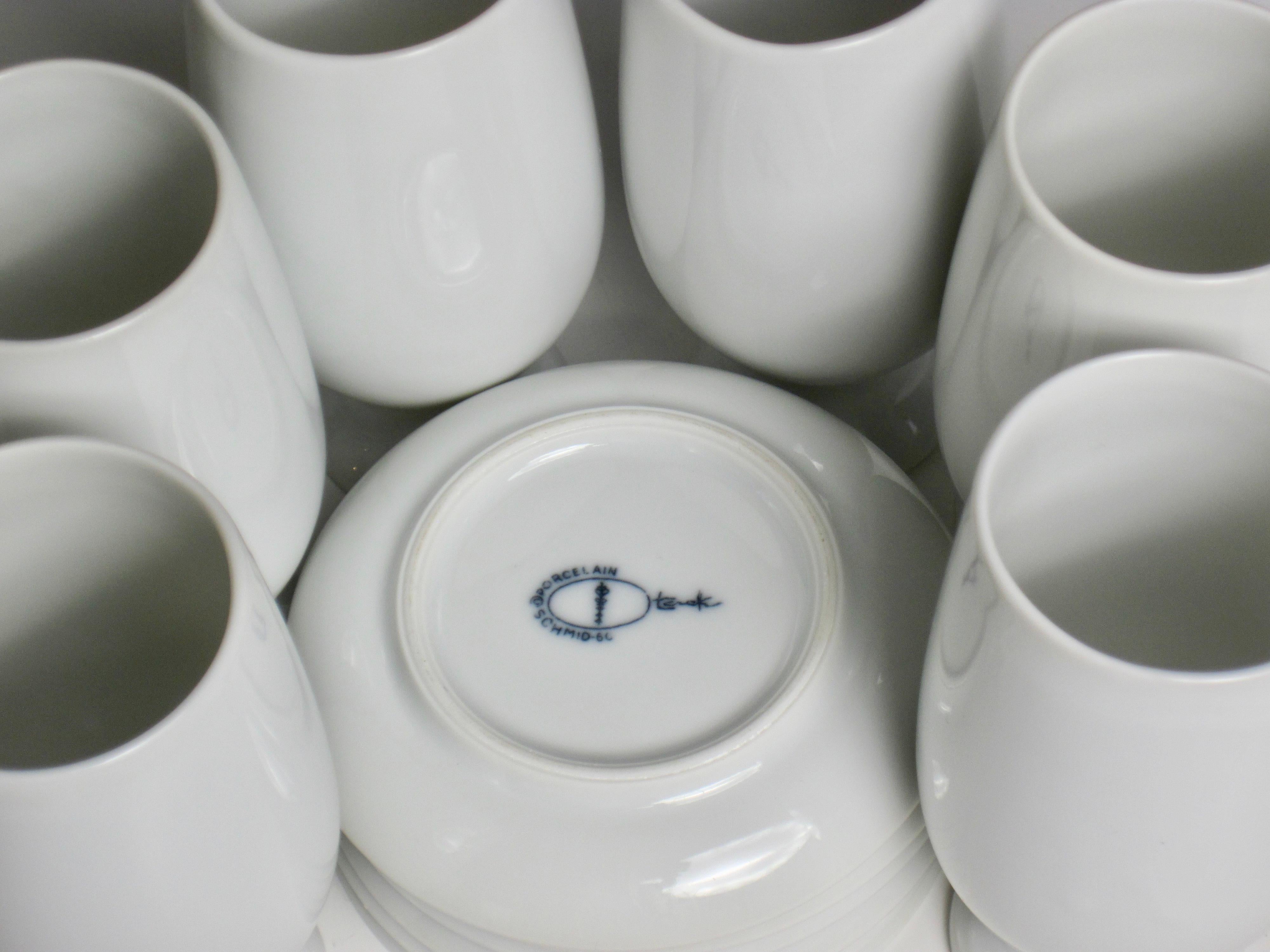 Set of Six Espresso Cups and Saucers Designed by Lagardo Tackett for Schmid In Good Condition For Sale In Ferndale, MI
