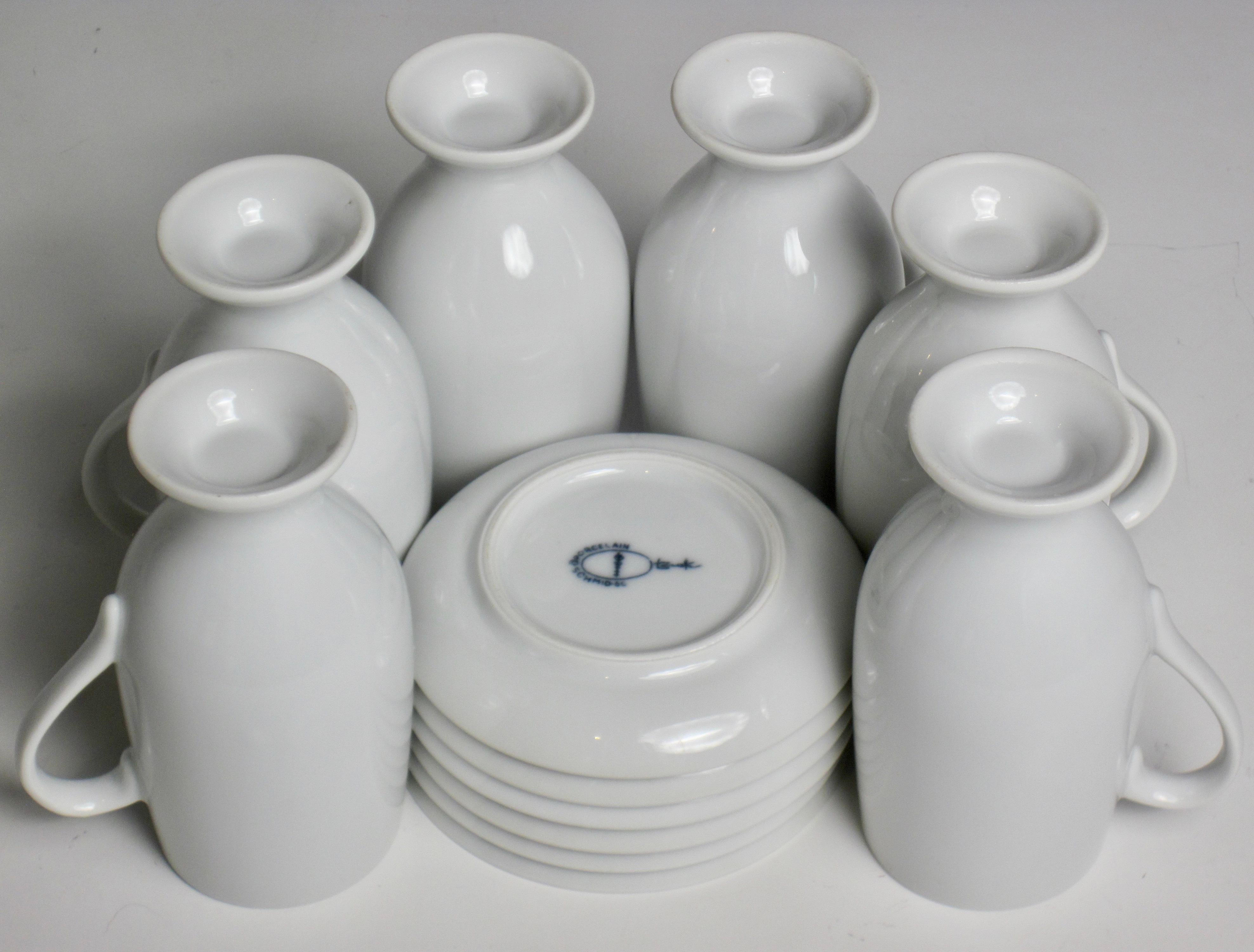 20th Century Set of Six Espresso Cups and Saucers Designed by Lagardo Tackett for Schmid For Sale