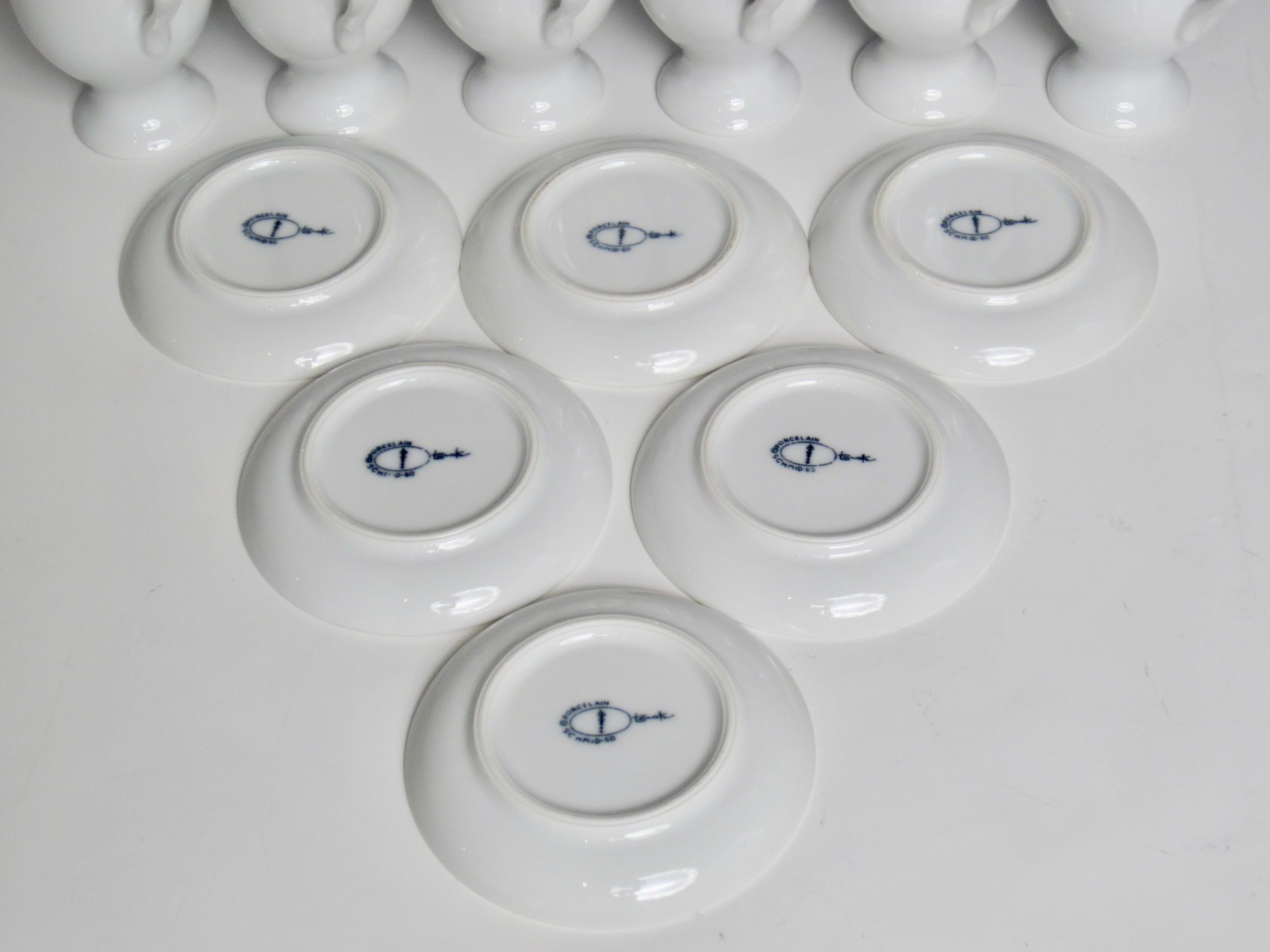 Set of Six Espresso Cups and Saucers Designed by Lagardo Tackett for Schmid For Sale 1